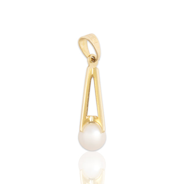 Vintage 14k Yellow Gold Pearl Geometric Tower Charm / Pendant