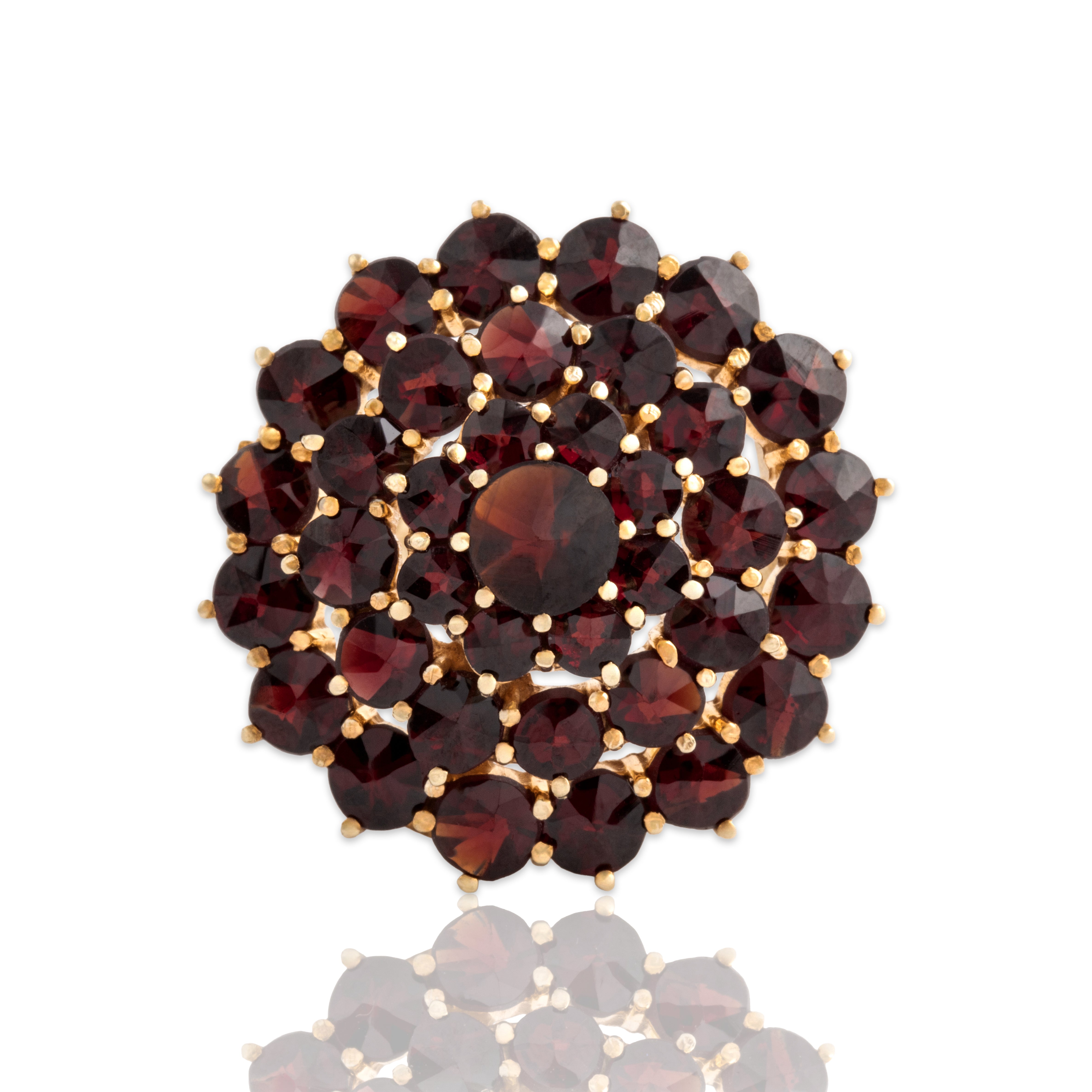 Vintage German Large 10k Yellow Gold 4.16cttw Garnet Striking Stack Ring 6.50