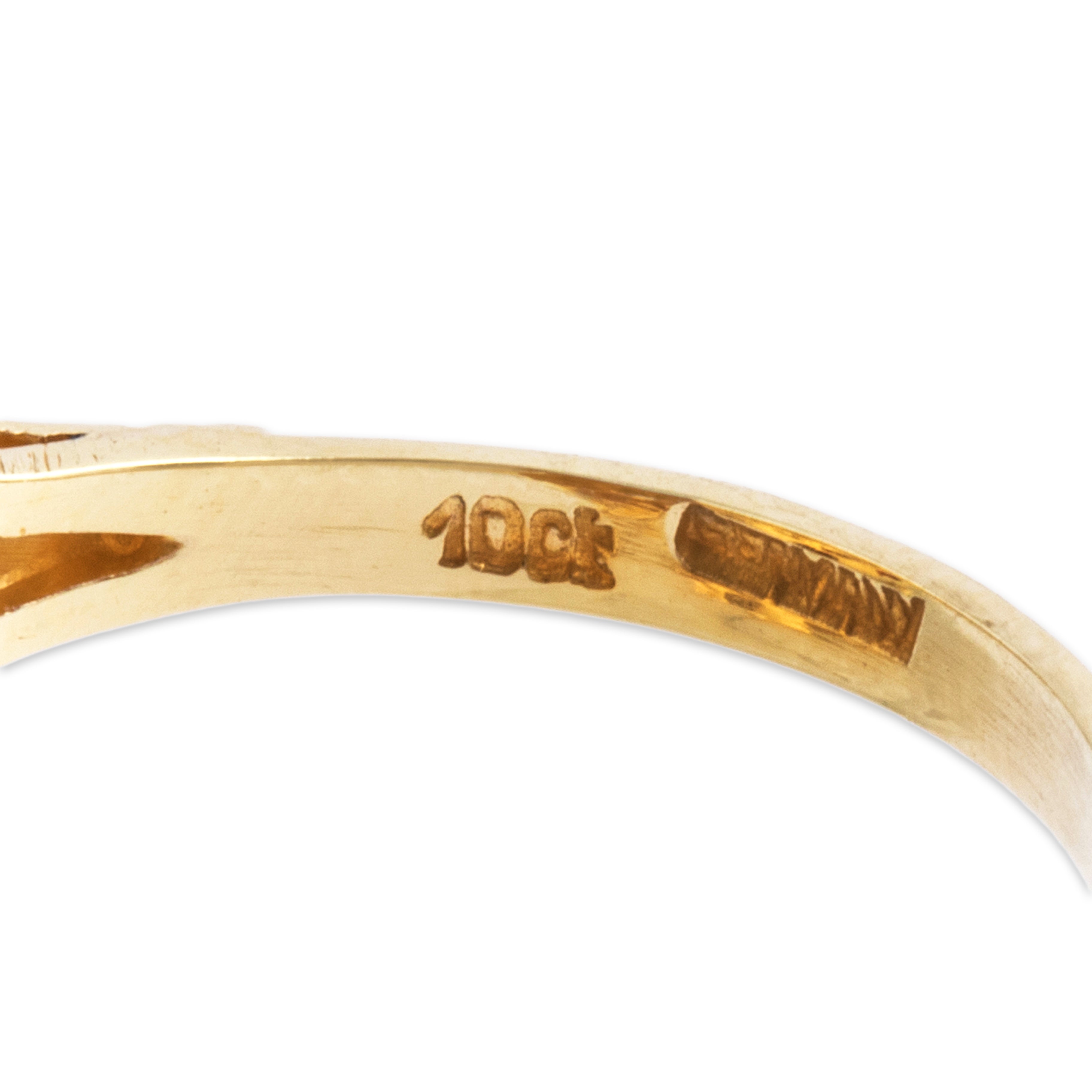 Vintage German Large 10k Yellow Gold 4.16cttw Garnet Striking Round Stack Ring - Hallmark view