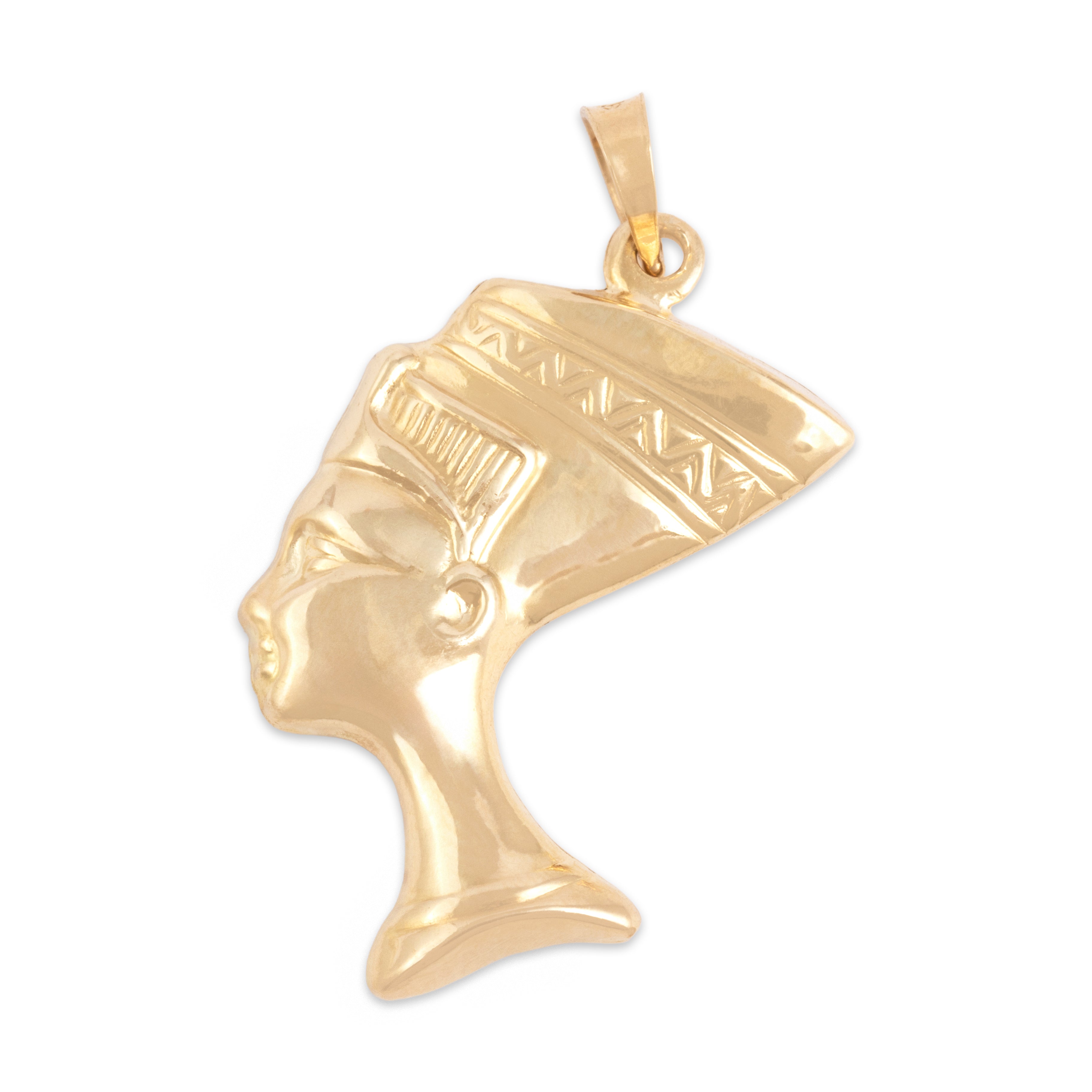 Vintage 14k Yellow Gold Regal Queen Nefertiti Pendant - Overall view