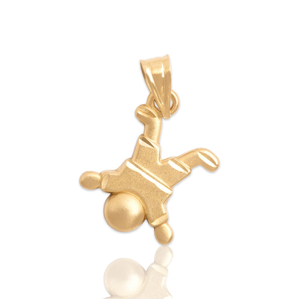 Estate Lightweight 14k Yellow Gold Satin-Finish Cartoon Person Charm / Pendant