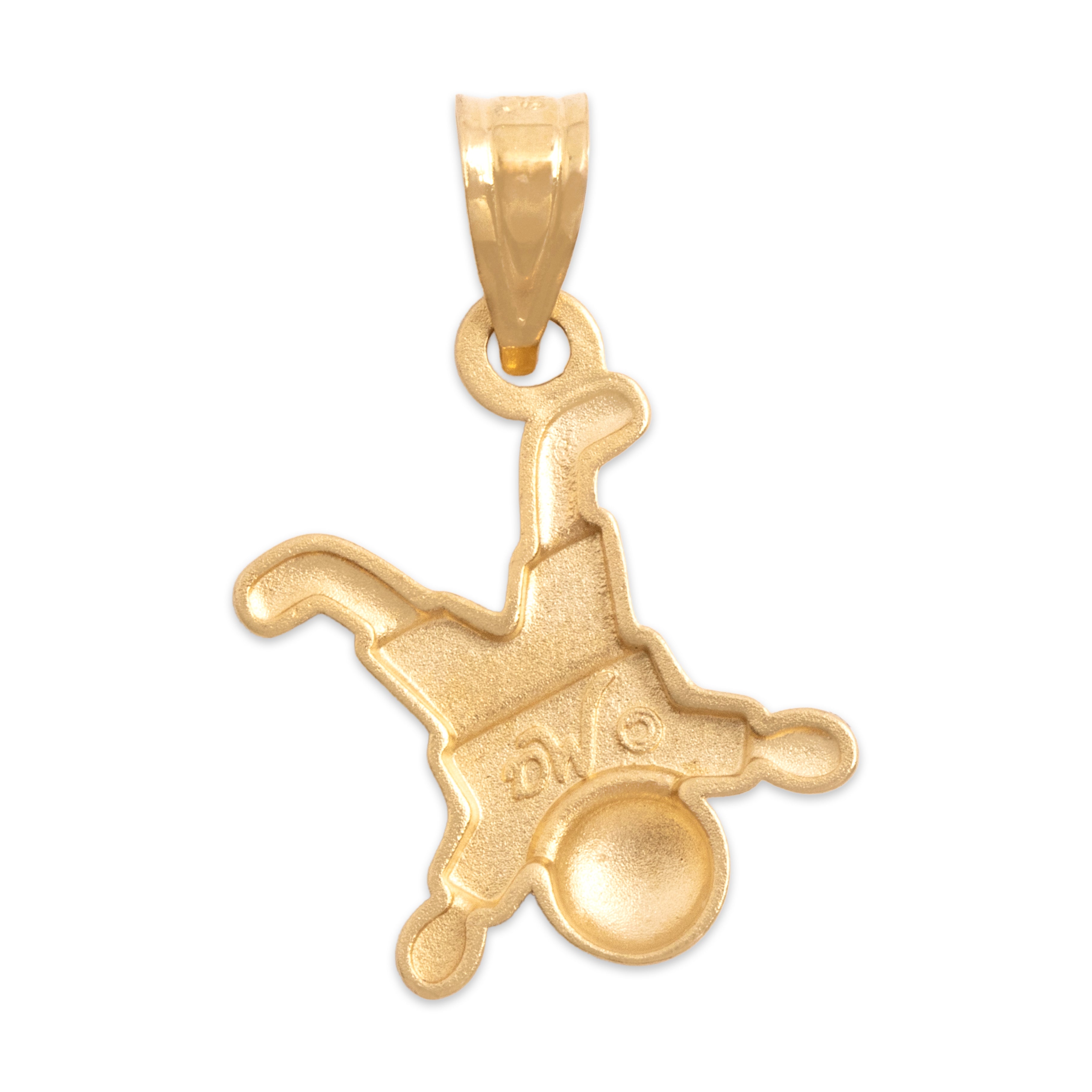 Estate Lightweight 14k Yellow Gold Satin-Finish Cartoon Person Charm / Pendant - Back view