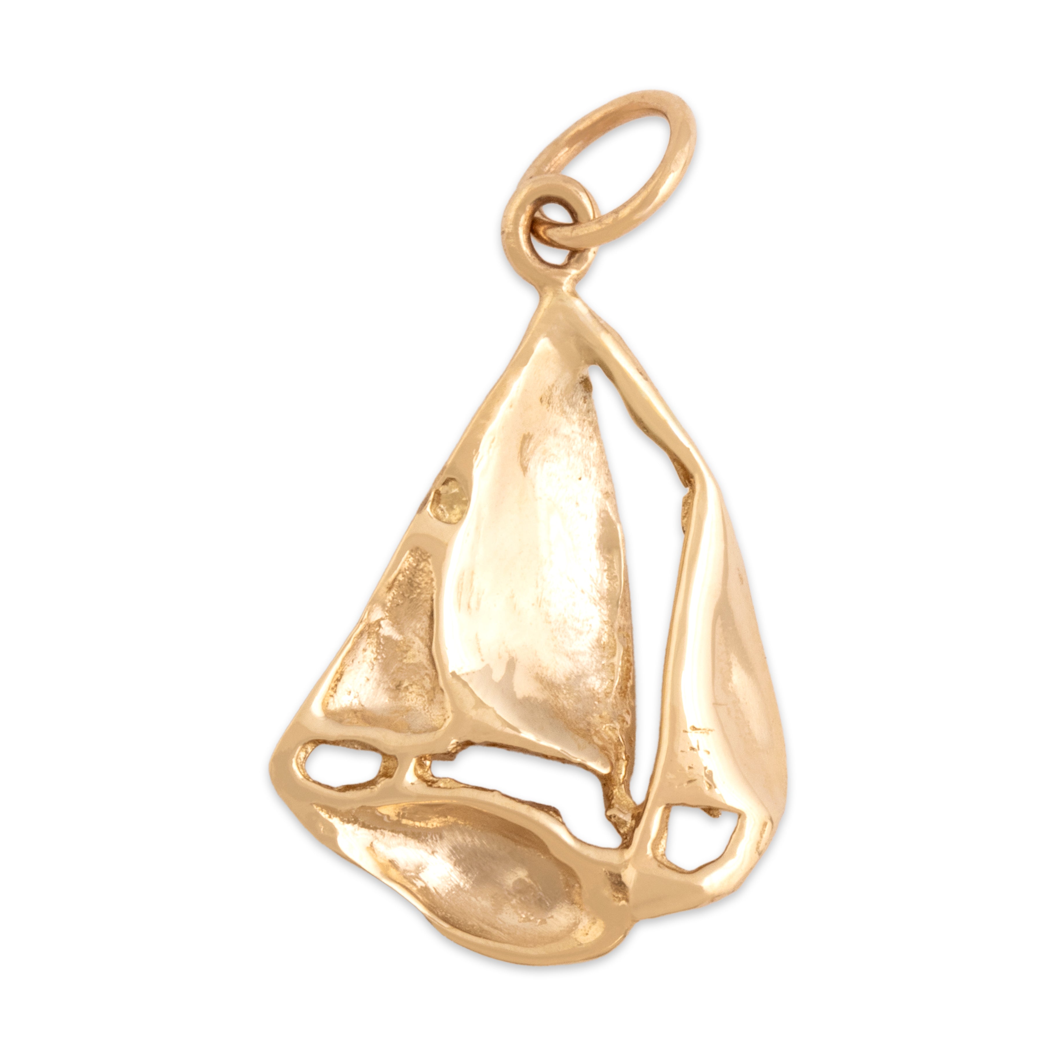 Vintage 14k Yellow Gold Gliding Sail Boat Charm / Pendant - Back view