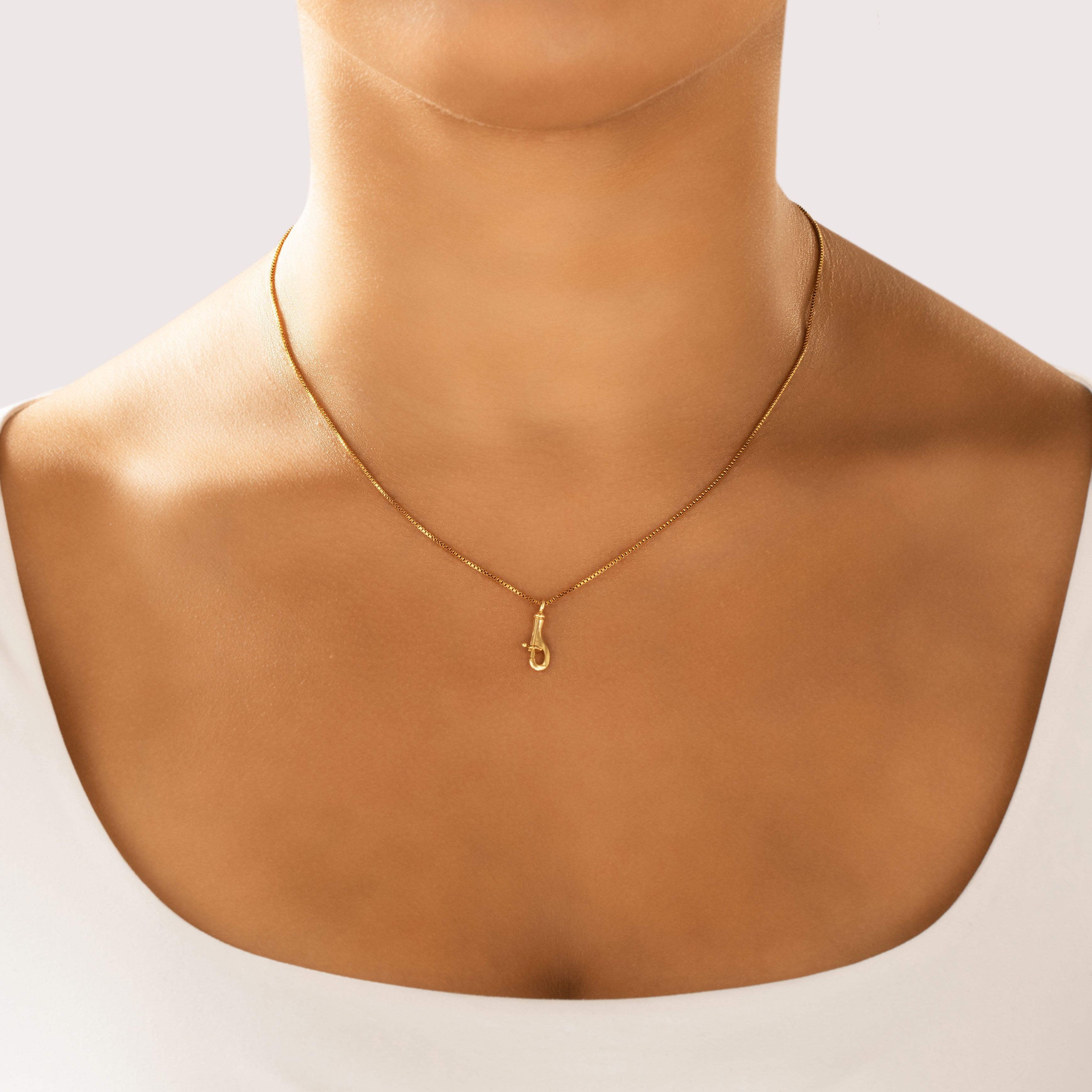 Vintage French 18k Yellow Gold Adorable Charm Clip Charm / Pendant - On model view