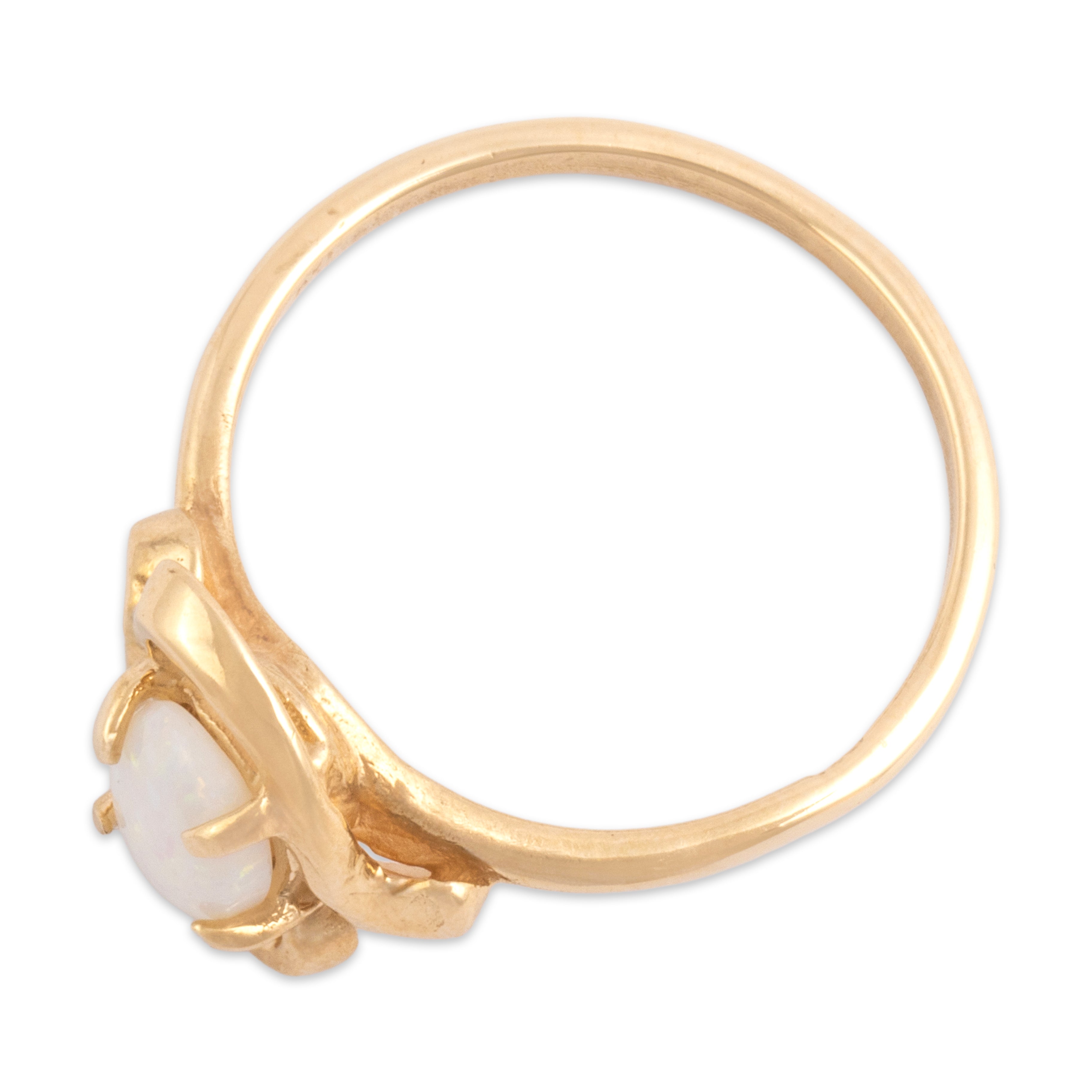 Vintage 14k Yellow Gold Opal Dainty Swirling Shimmer Ring - Overall view