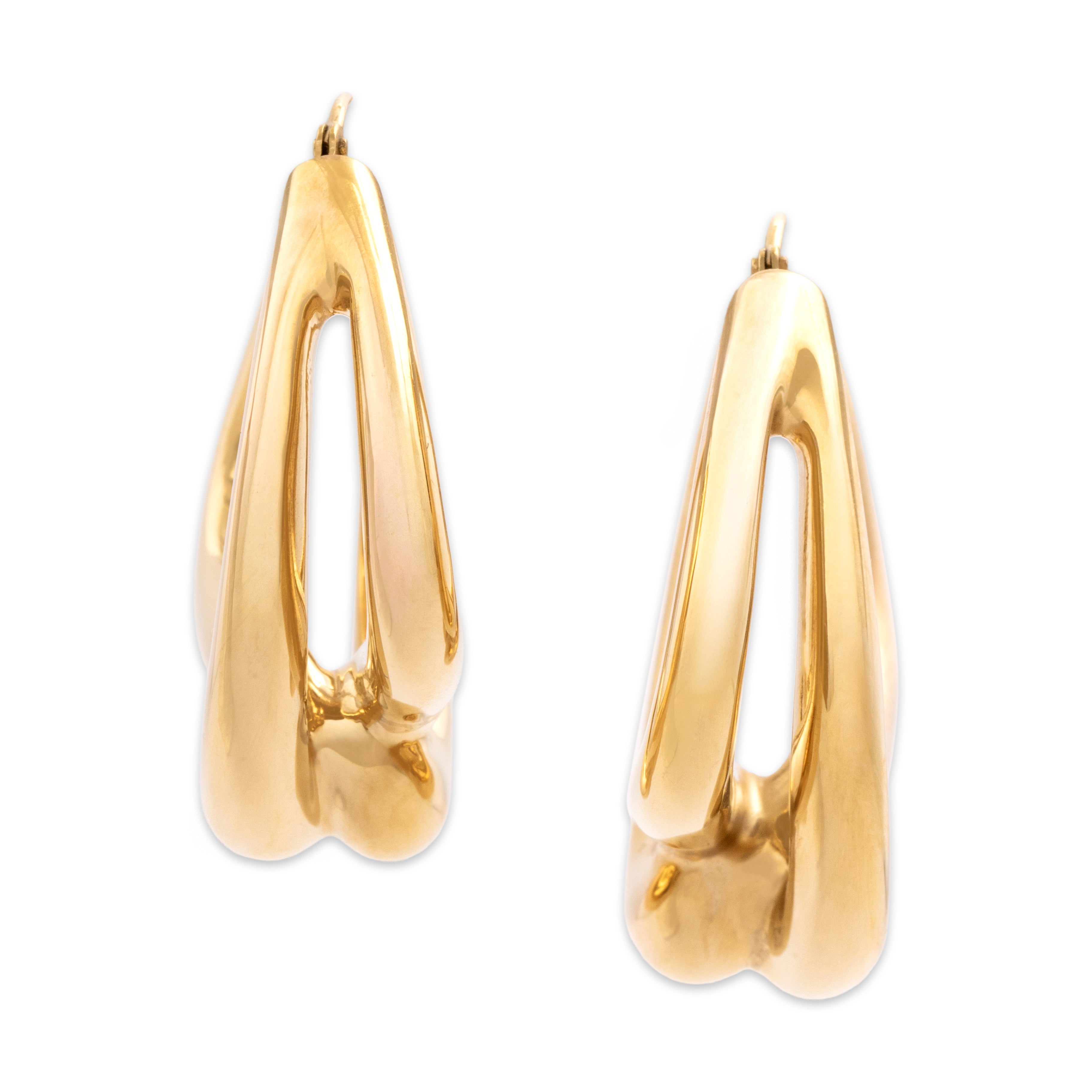 Vintage Large 14k Yellow Gold Sleek Interlocking Loop Hoop Earrings -  Overall view