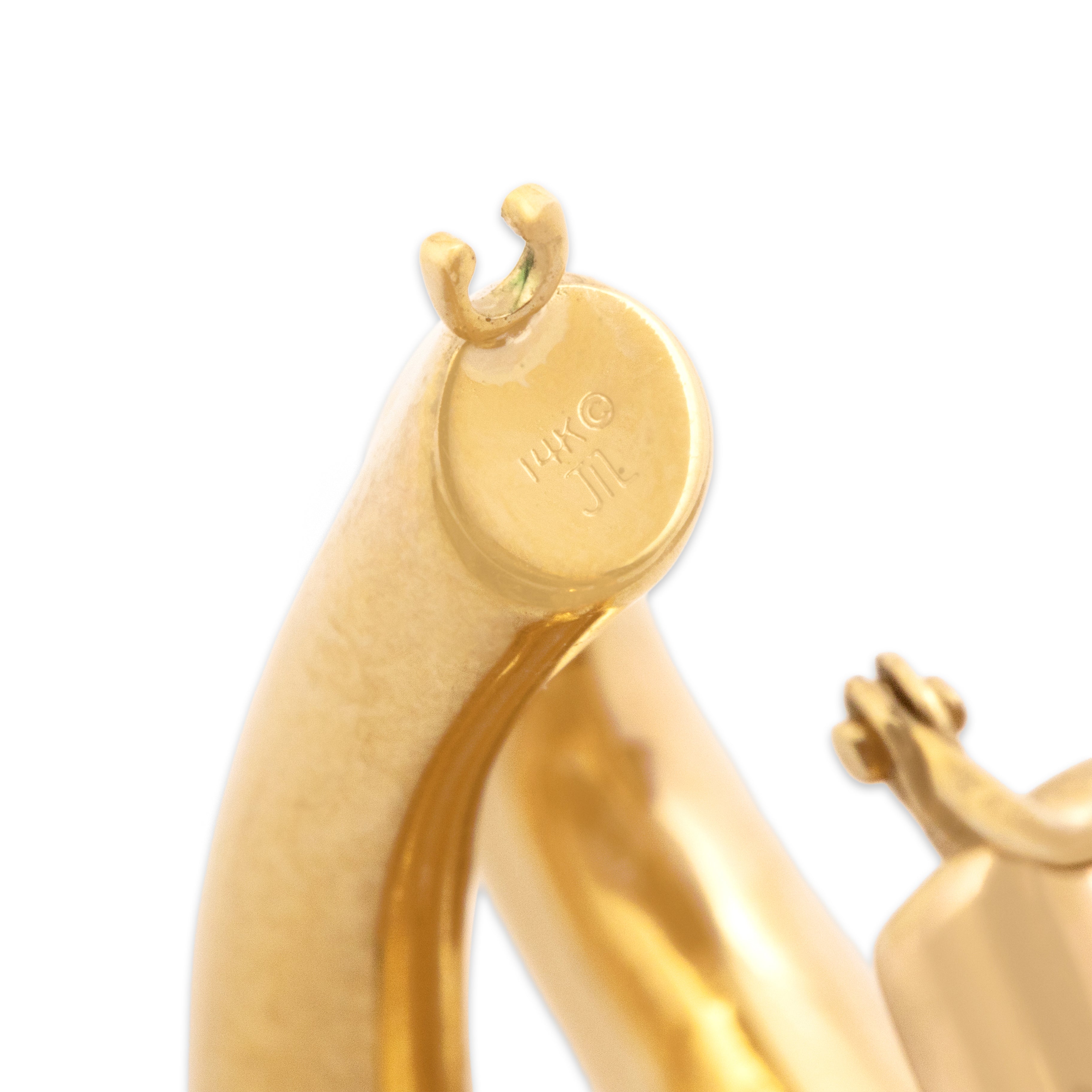 Vintage Large 14k Yellow Gold Sleek Interlocking Loop Hoop Earrings -  Hallmark view