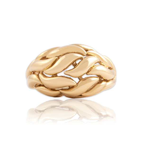 Vintage 14k Yellow Gold Flowing Wavy Dome Ring 4.75