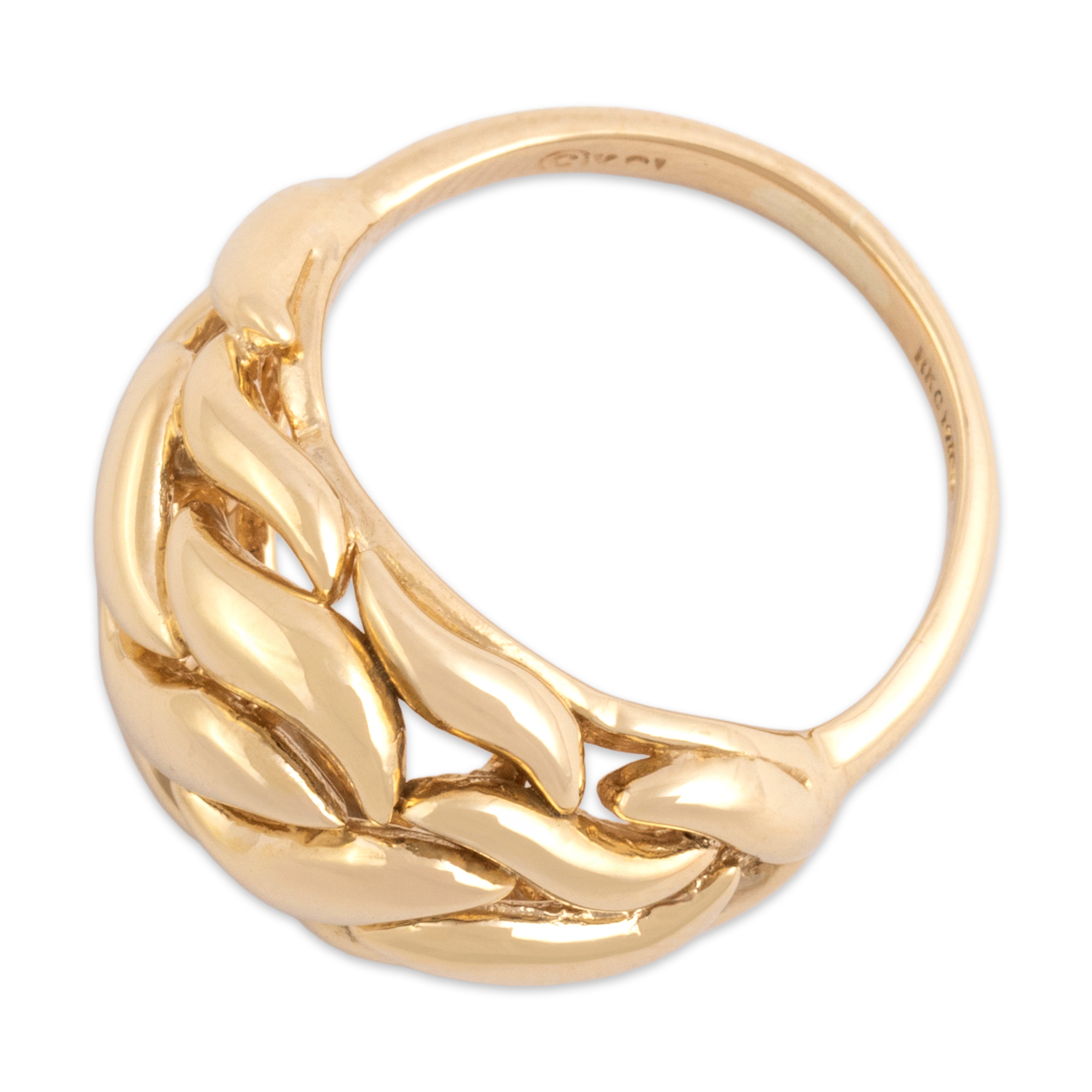 Vintage 14k Yellow Gold Flowing Wavy Dome Ring - Overall view