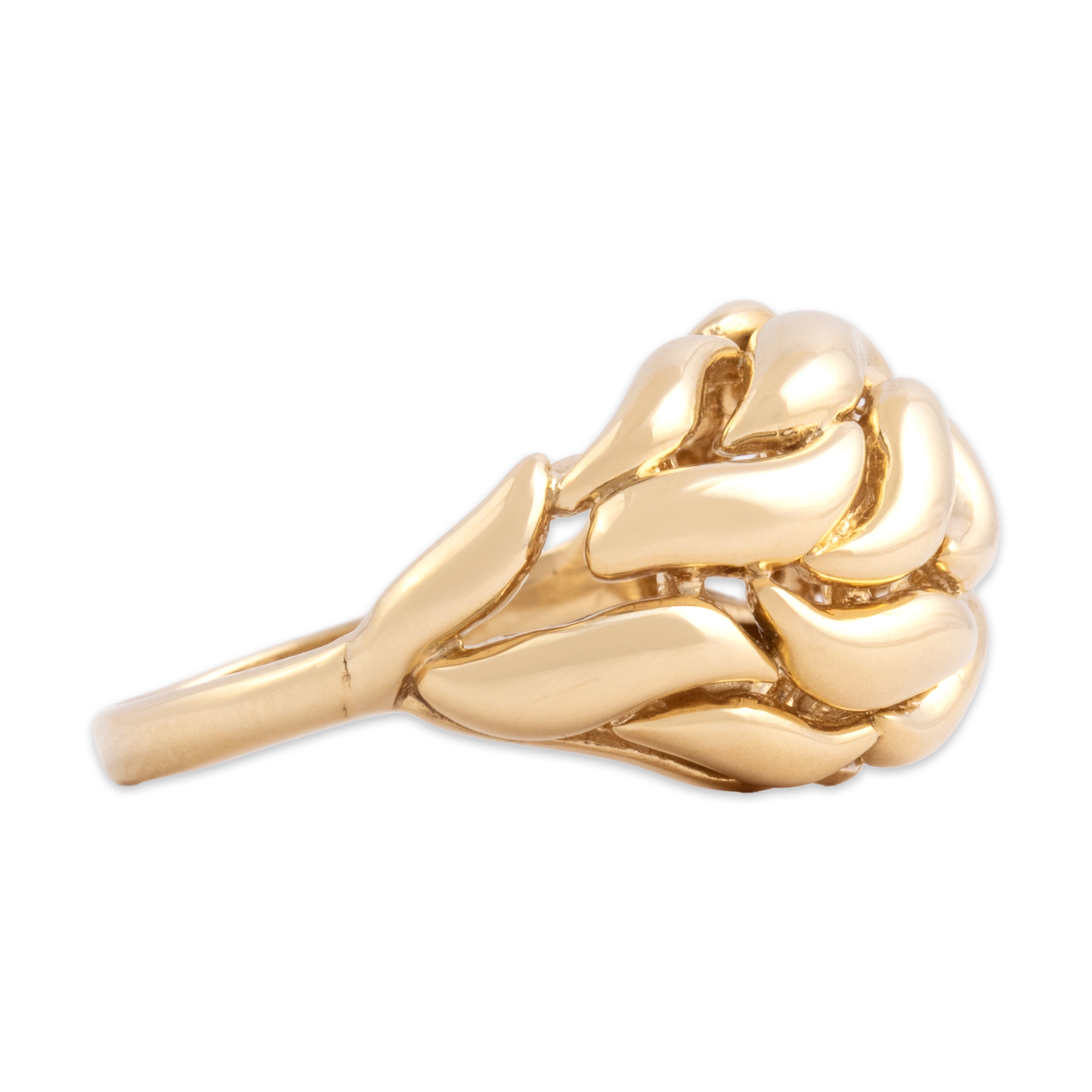 Vintage 14k Yellow Gold Flowing Wavy Dome Ring - Side view
