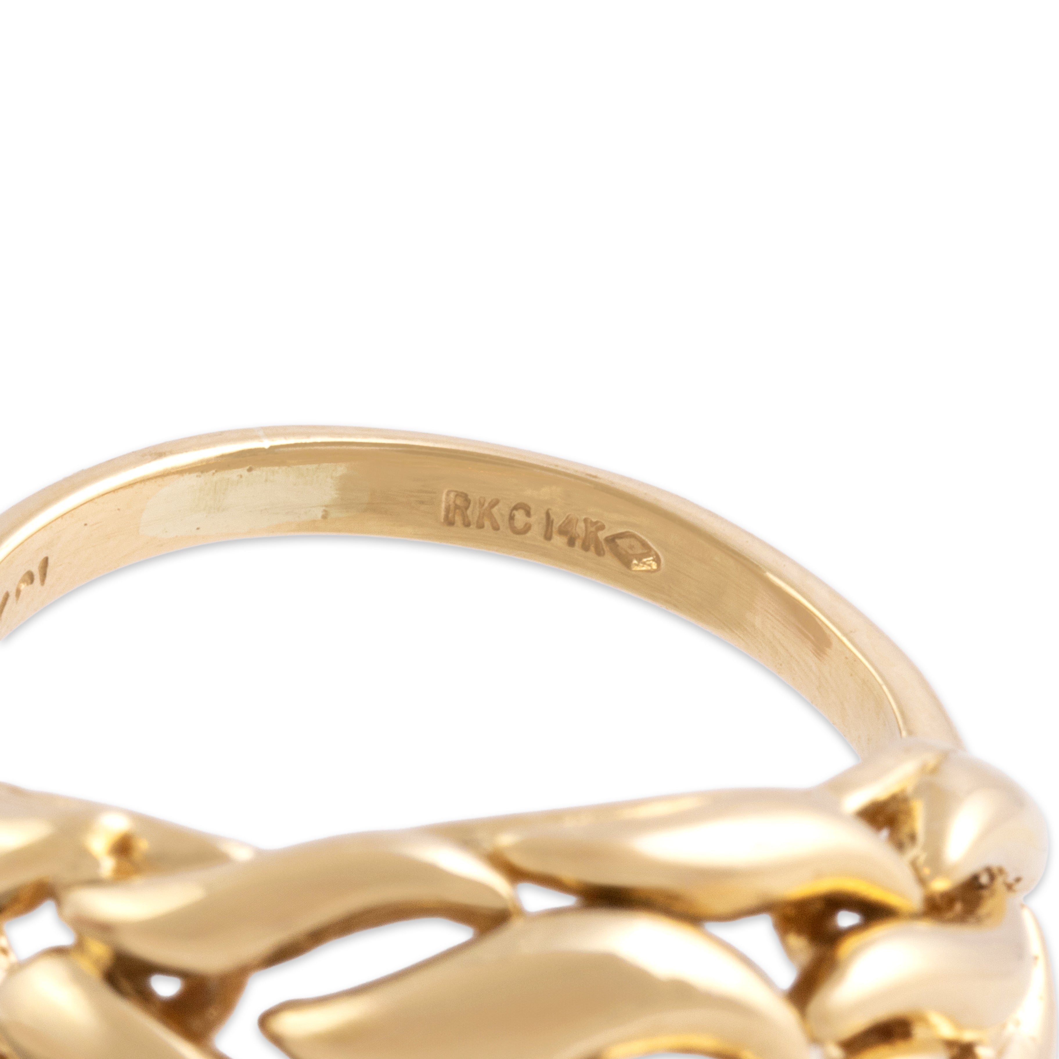 Vintage 14k Yellow Gold Flowing Wavy Dome Ring - Hallmark view