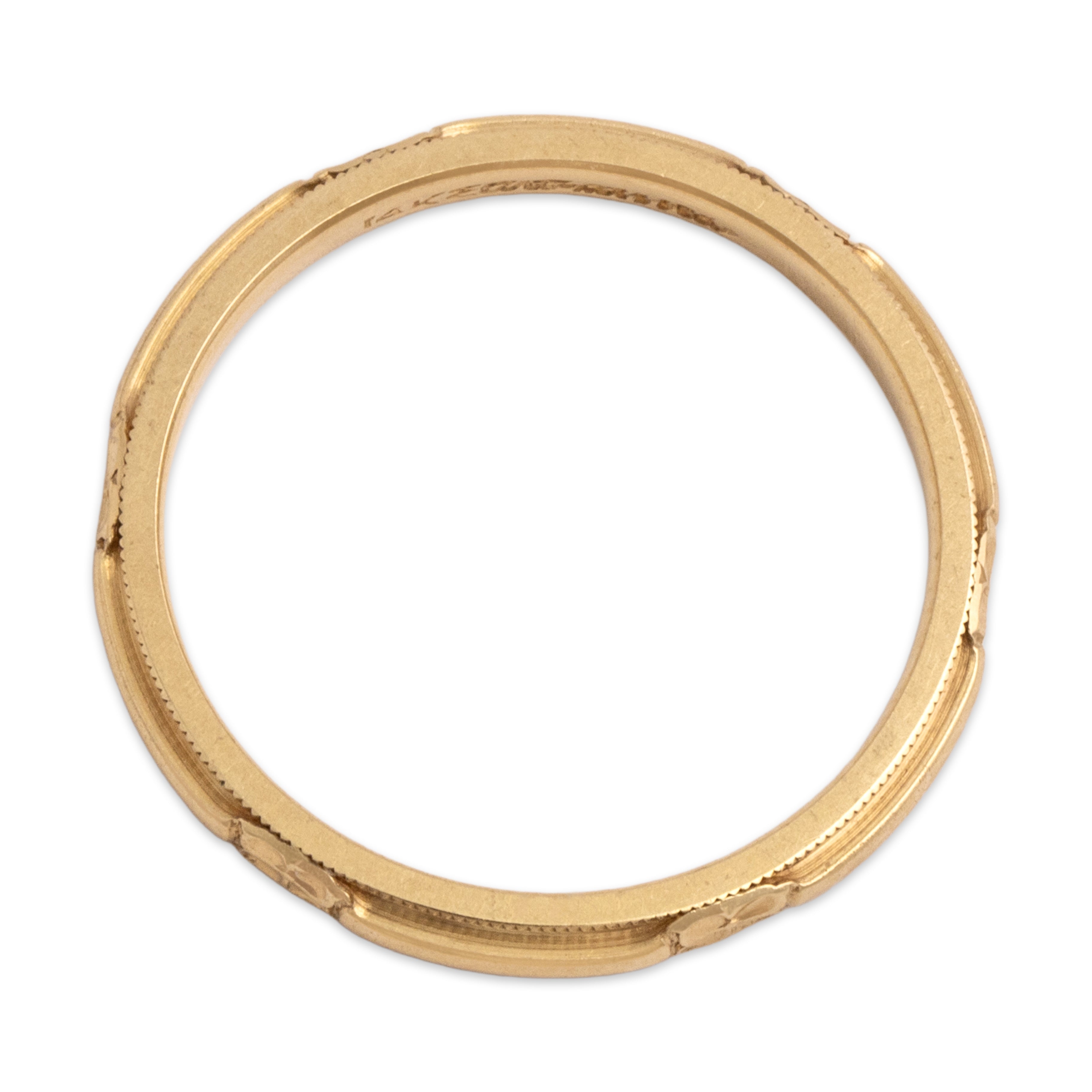 Vintage 14k Yellow Gold Milgrain Detail Blossom Band Ring - detail view #1