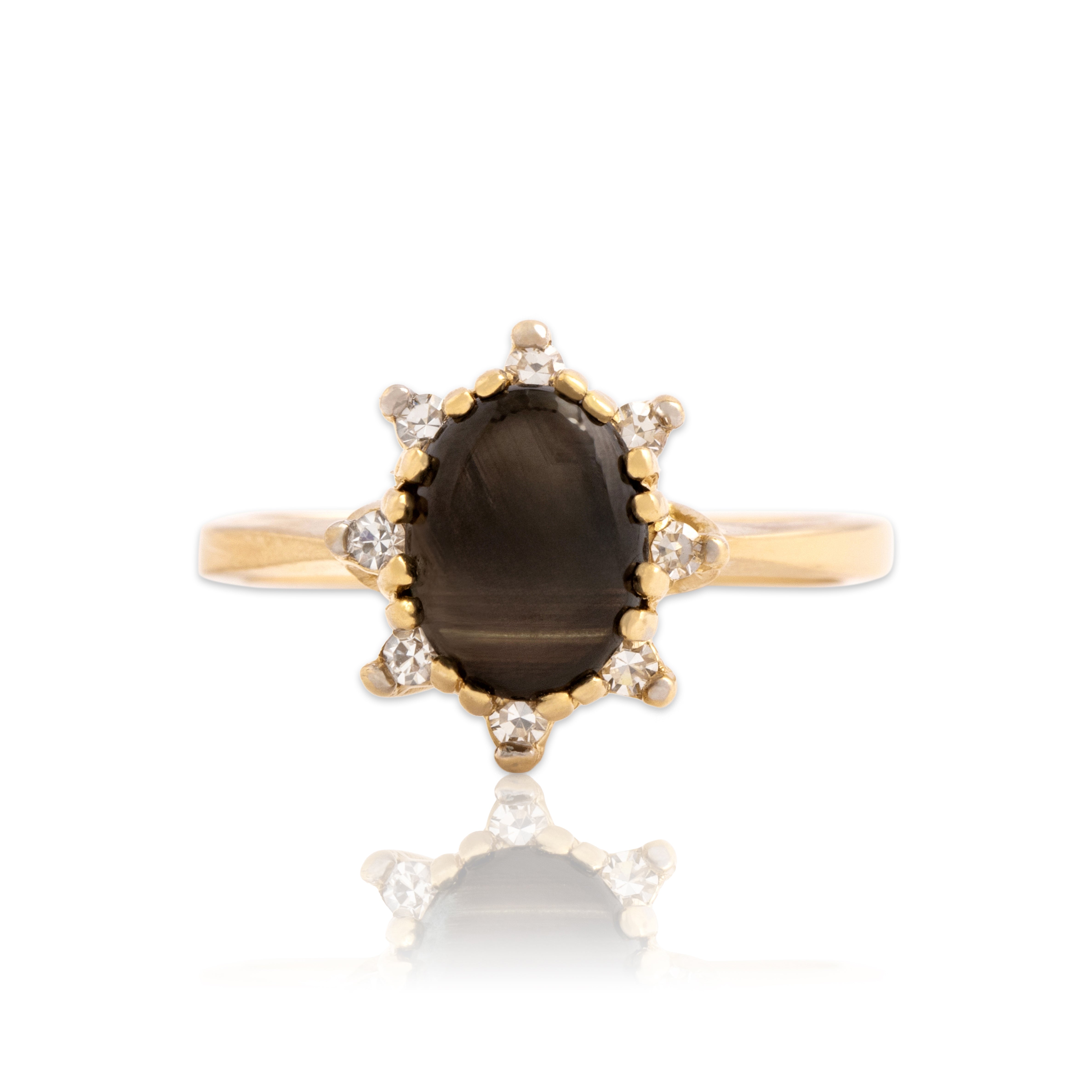 Vintage 14k Yellow Gold 1.22ct Brown Star Sapphire Diamond Mesmerizing Ring 5.00