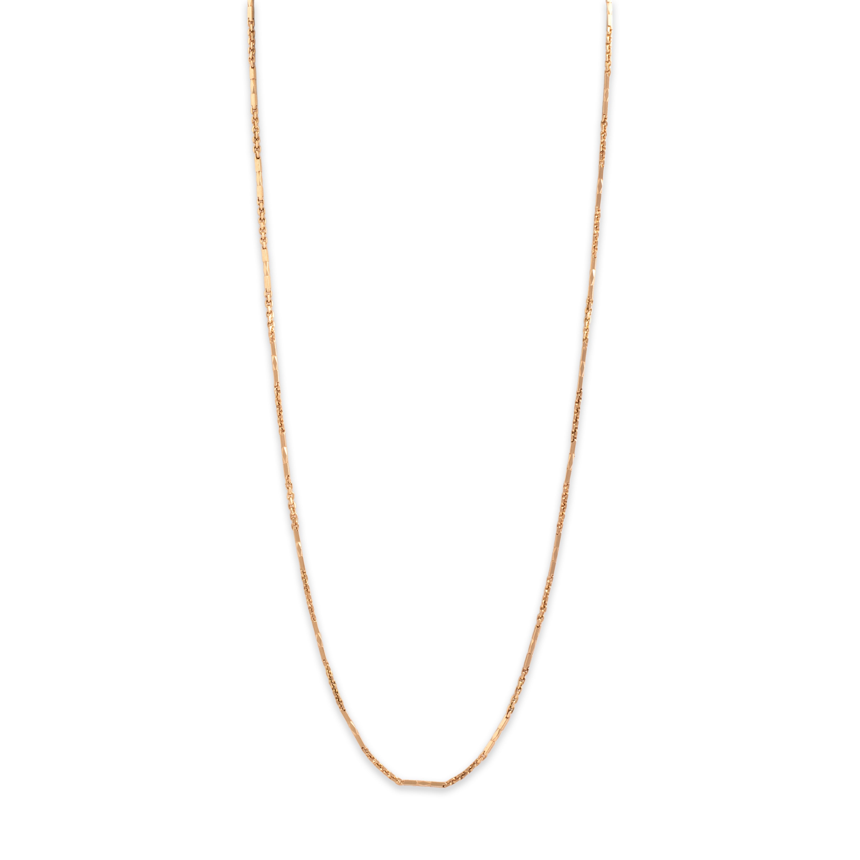 Vintage 14k Rosy Yellow Gold 2.3mm (Cable Links), 1.5mm (Bar Links) Elegant Long Geometric Bar & Cable Link Chain - detail view #1