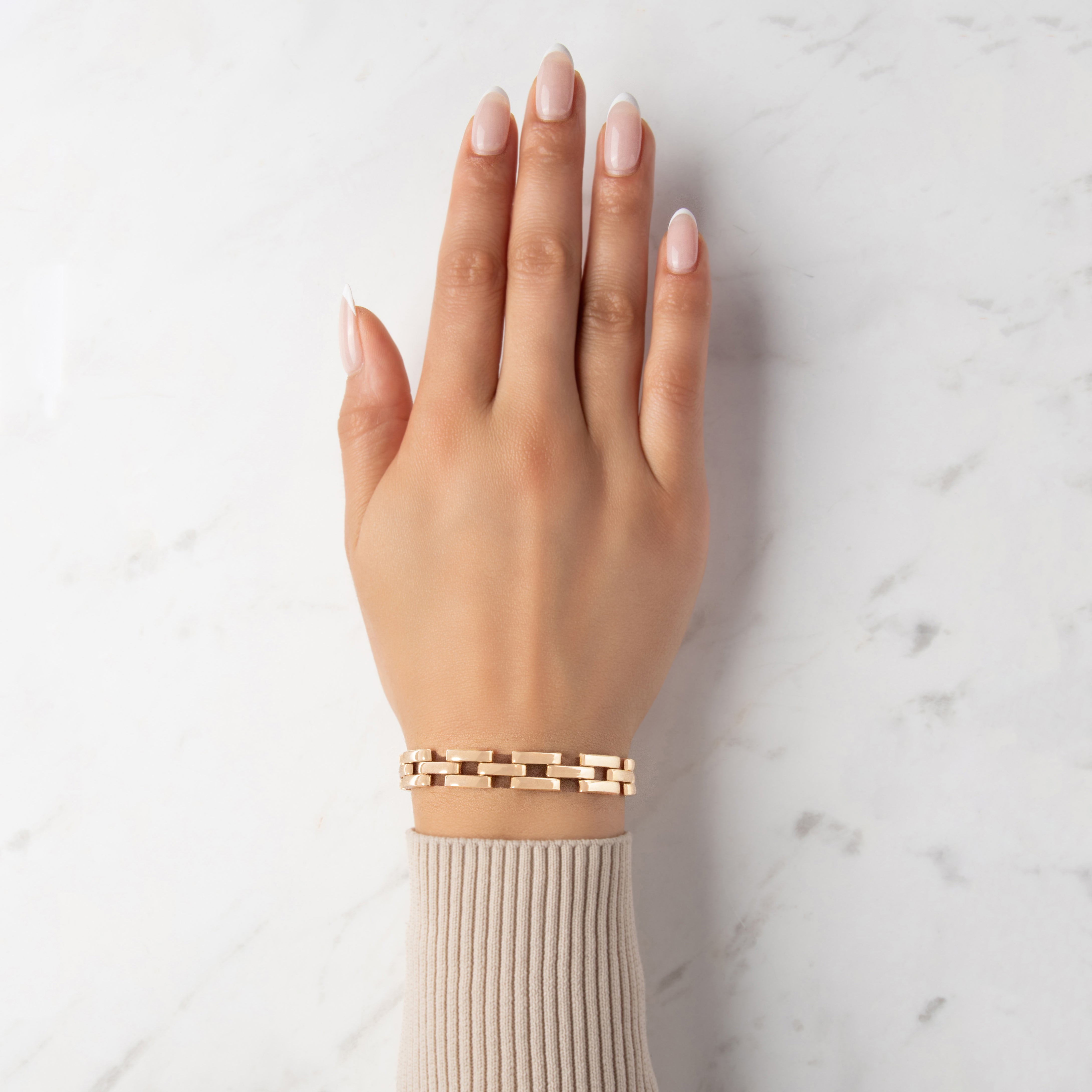 Vintage 14k Yellow Gold Classic Rectangular Link Bracelet 6.75