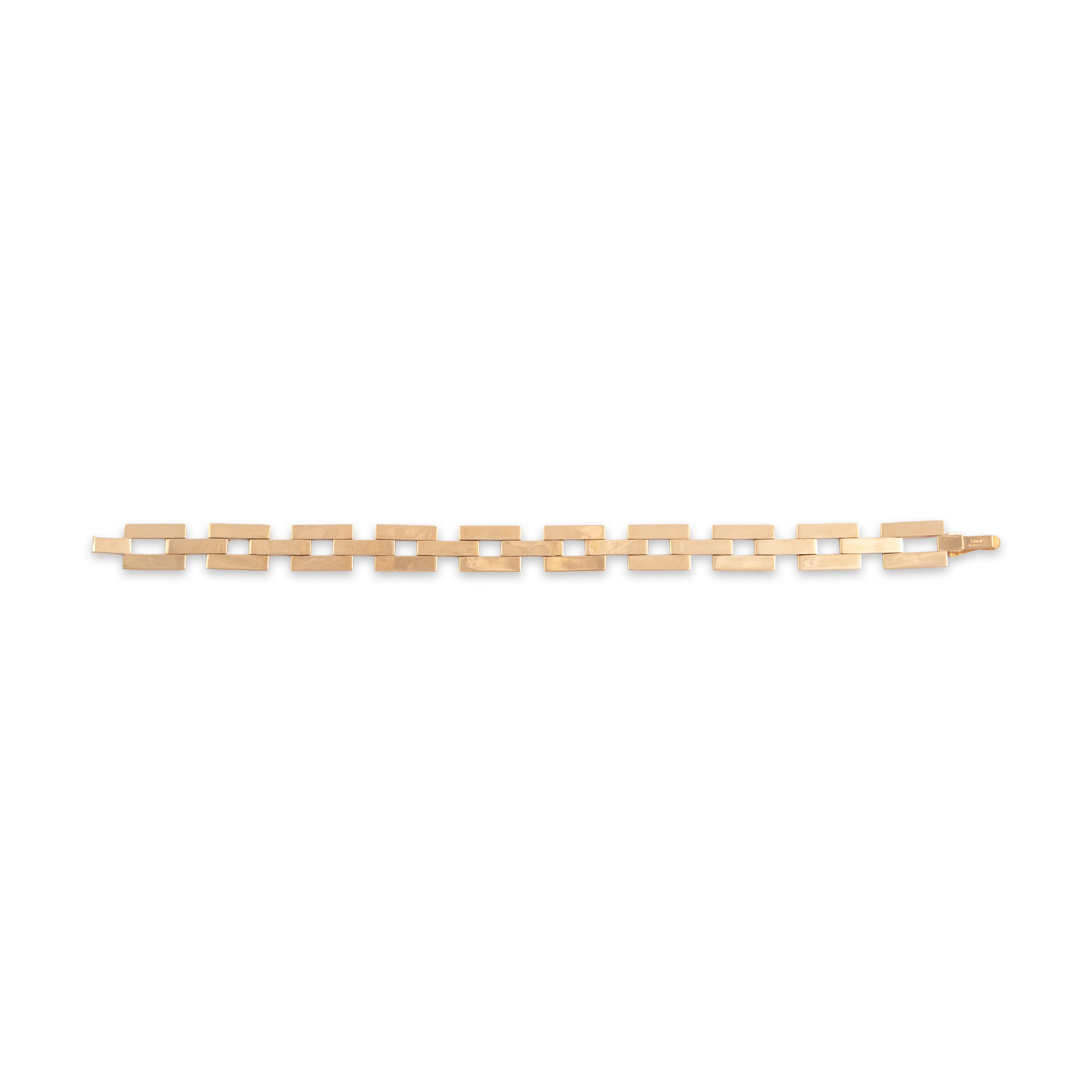 Vintage 14k Yellow Gold Classic Rectangular Link Bracelet - Back view