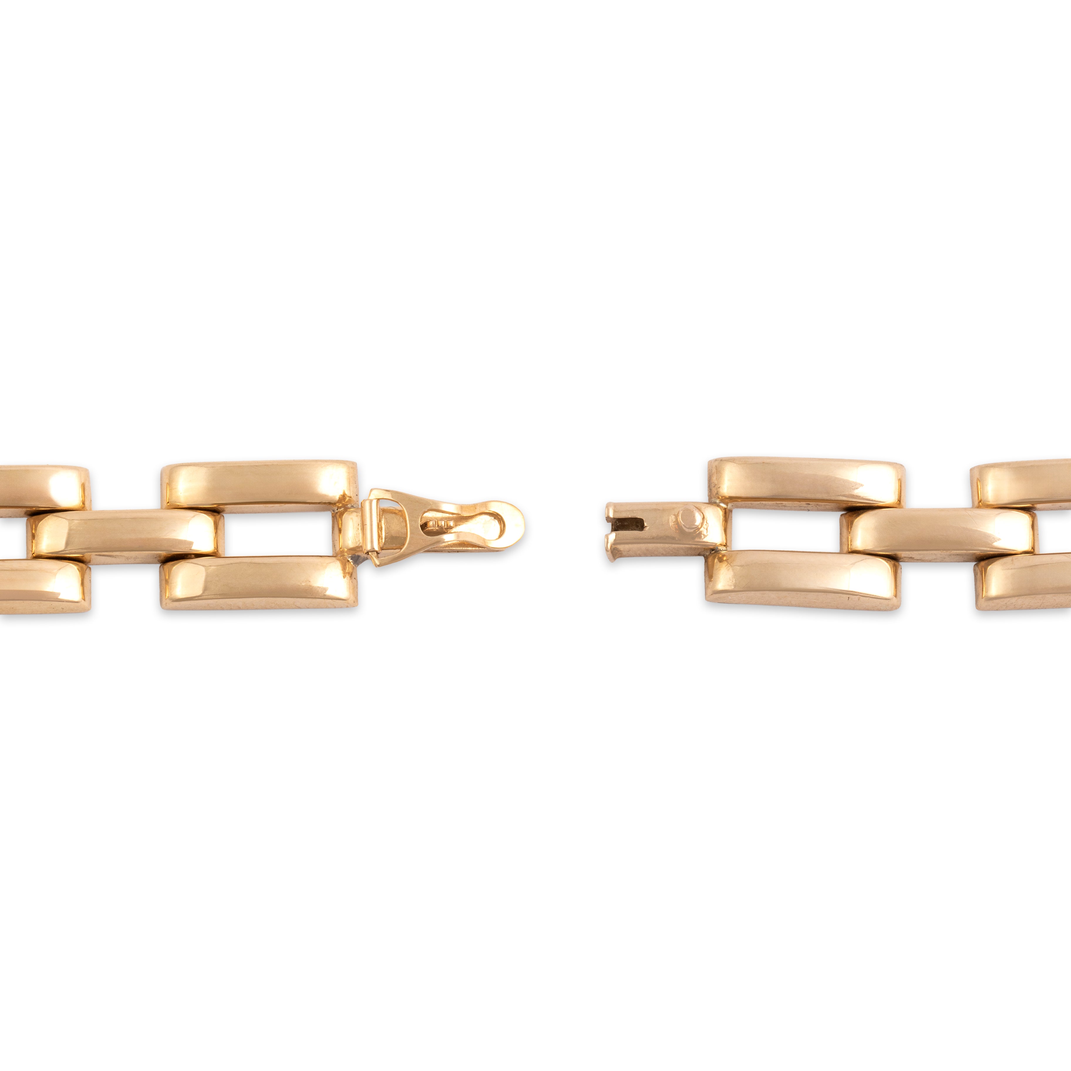 Vintage 14k Yellow Gold Classic Rectangular Link Bracelet - clasp view