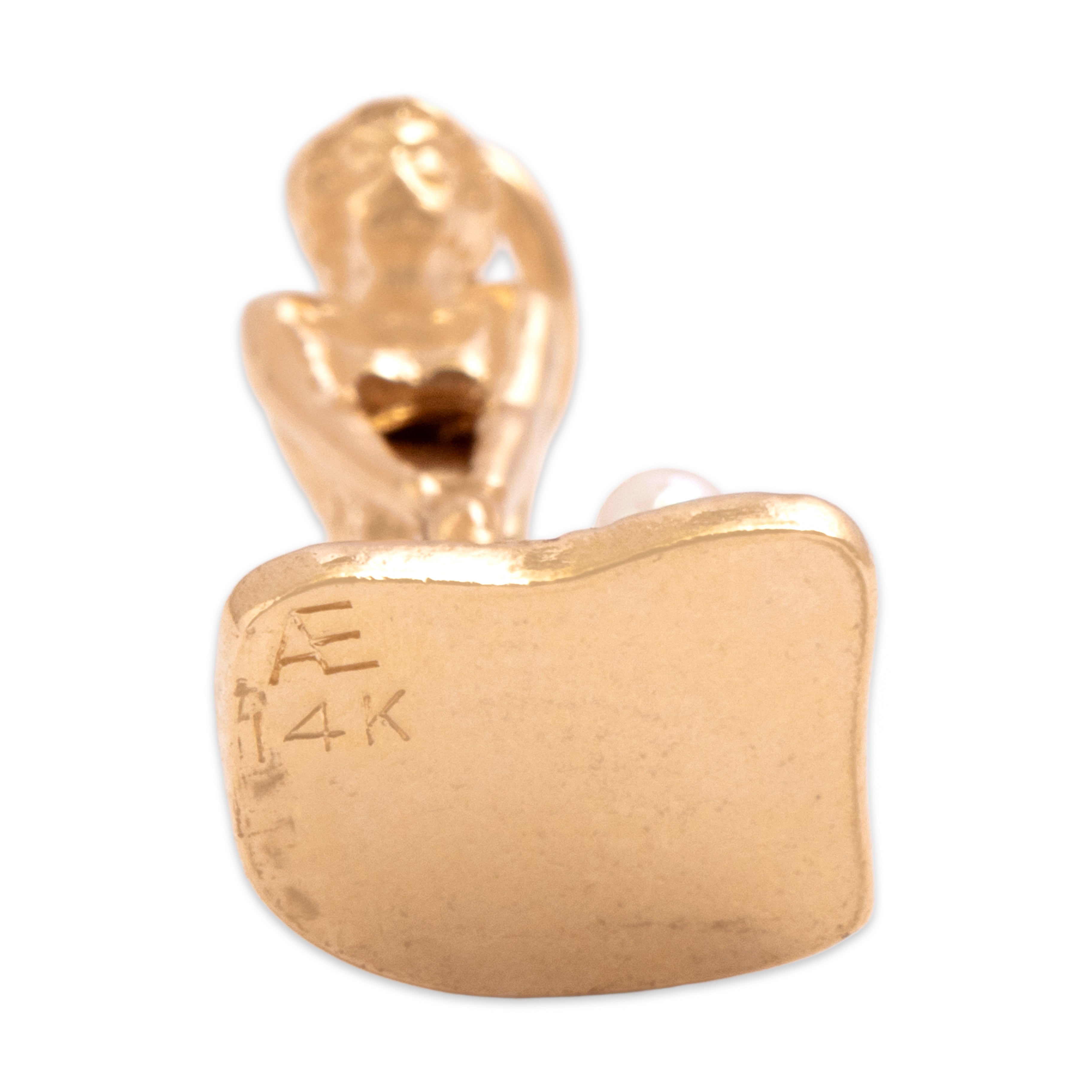 Vintage 14k Yellow Gold Pearl Swinging Golfer Charm / Pendant - Hallmark view