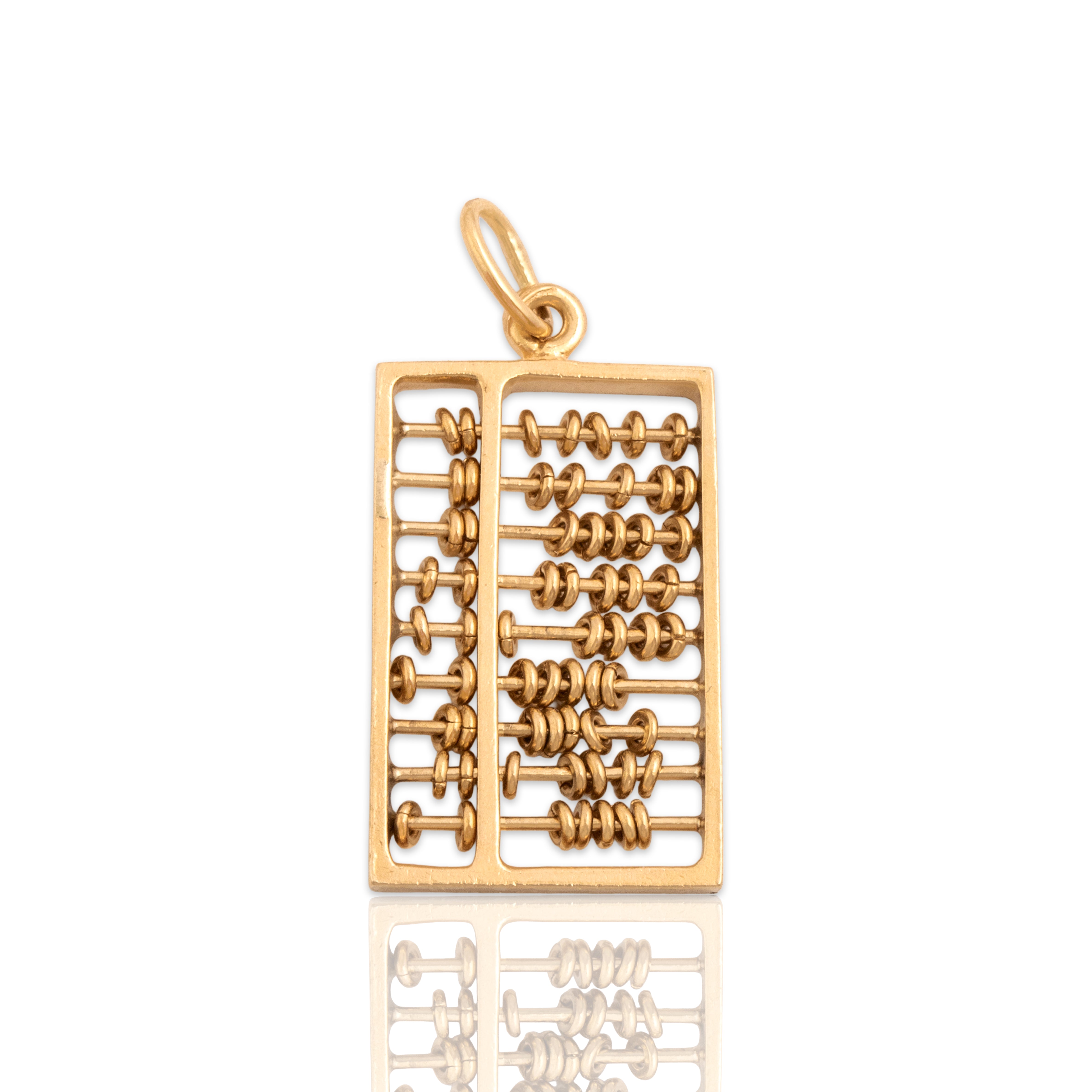 Vintage 14k Yellow Gold Functional Articulating Abacus Charm / Pendant - Close-up view