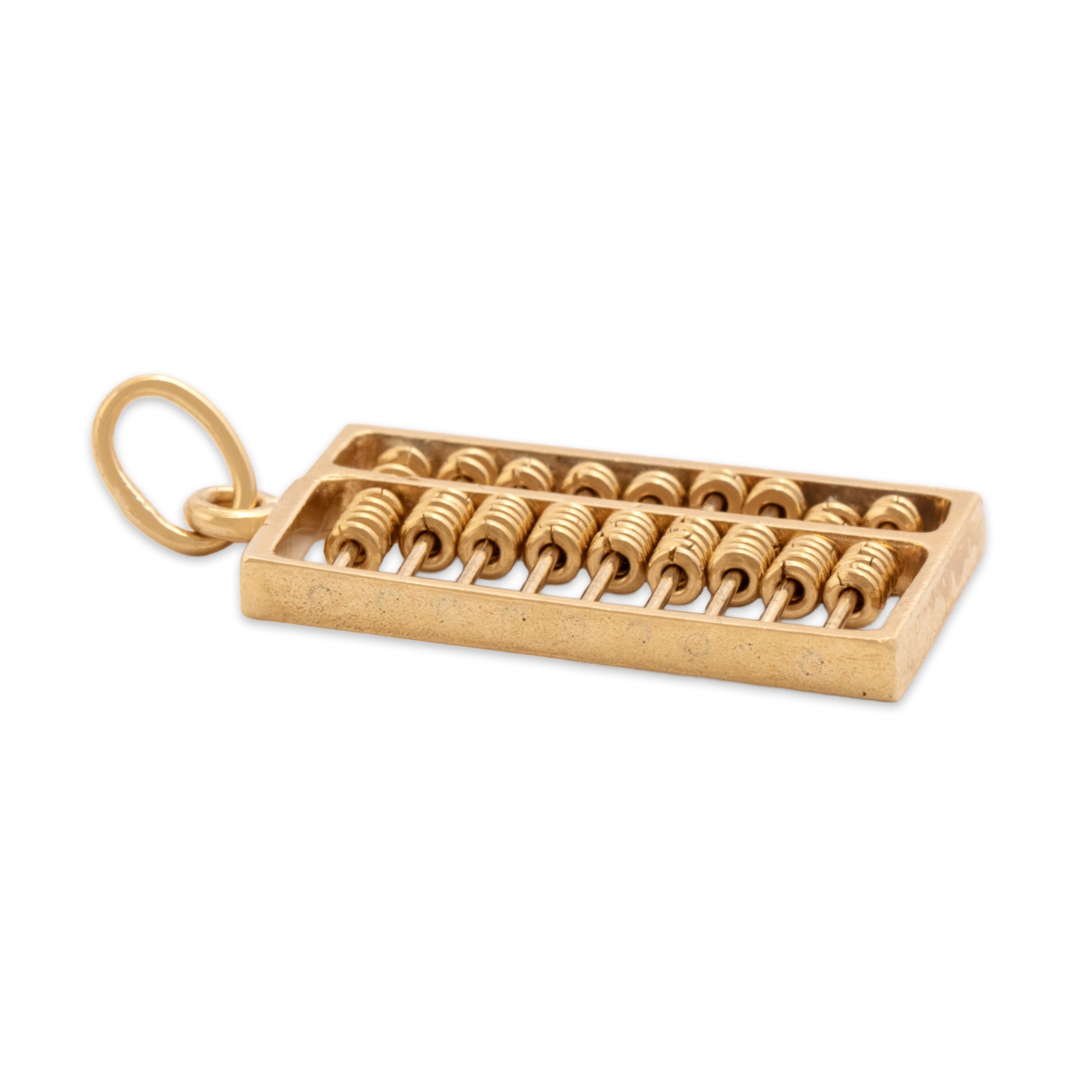 Vintage 14k Yellow Gold Functional Articulating Abacus Charm / Pendant - Side view