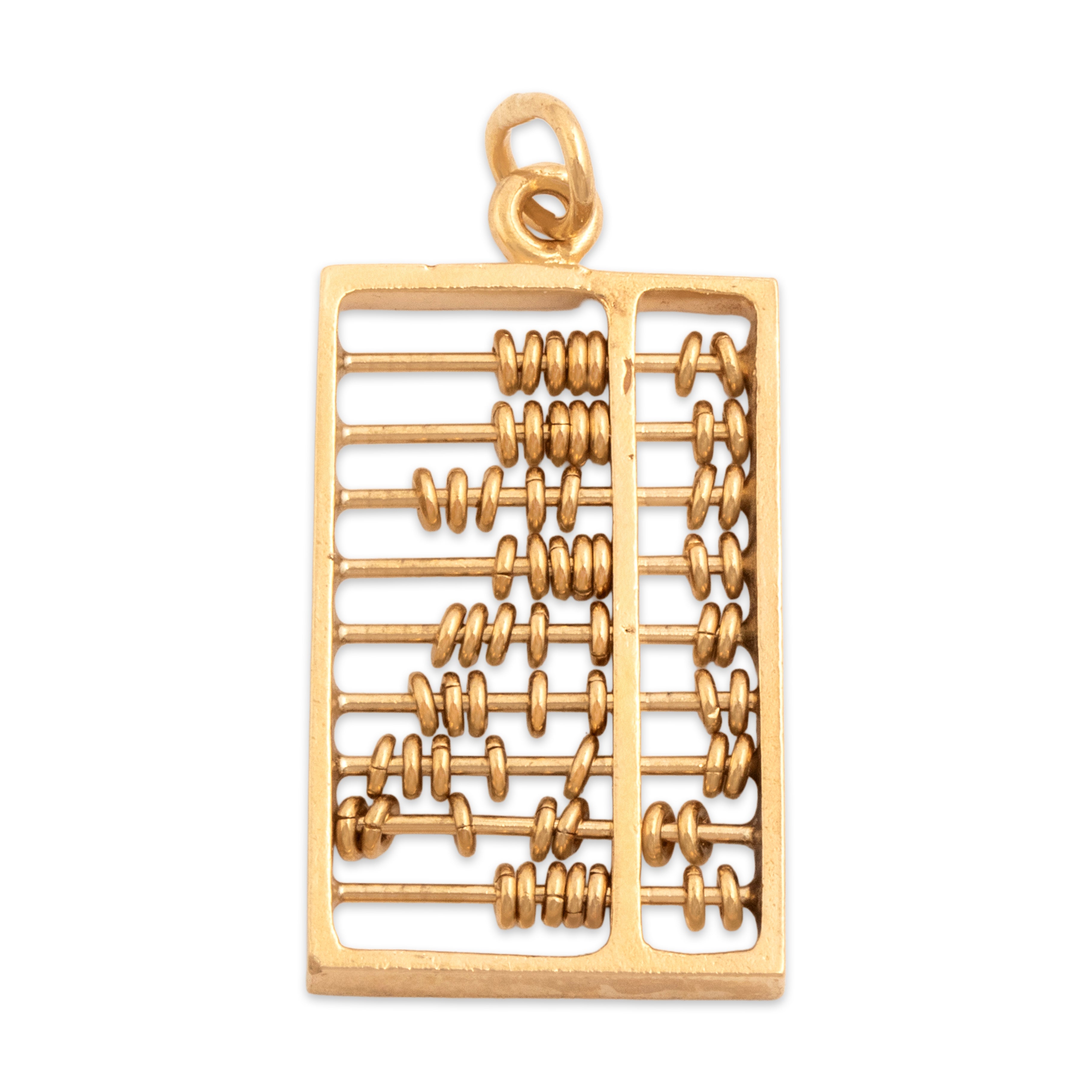 Vintage 14k Yellow Gold Functional Articulating Abacus Charm / Pendant - Overall view