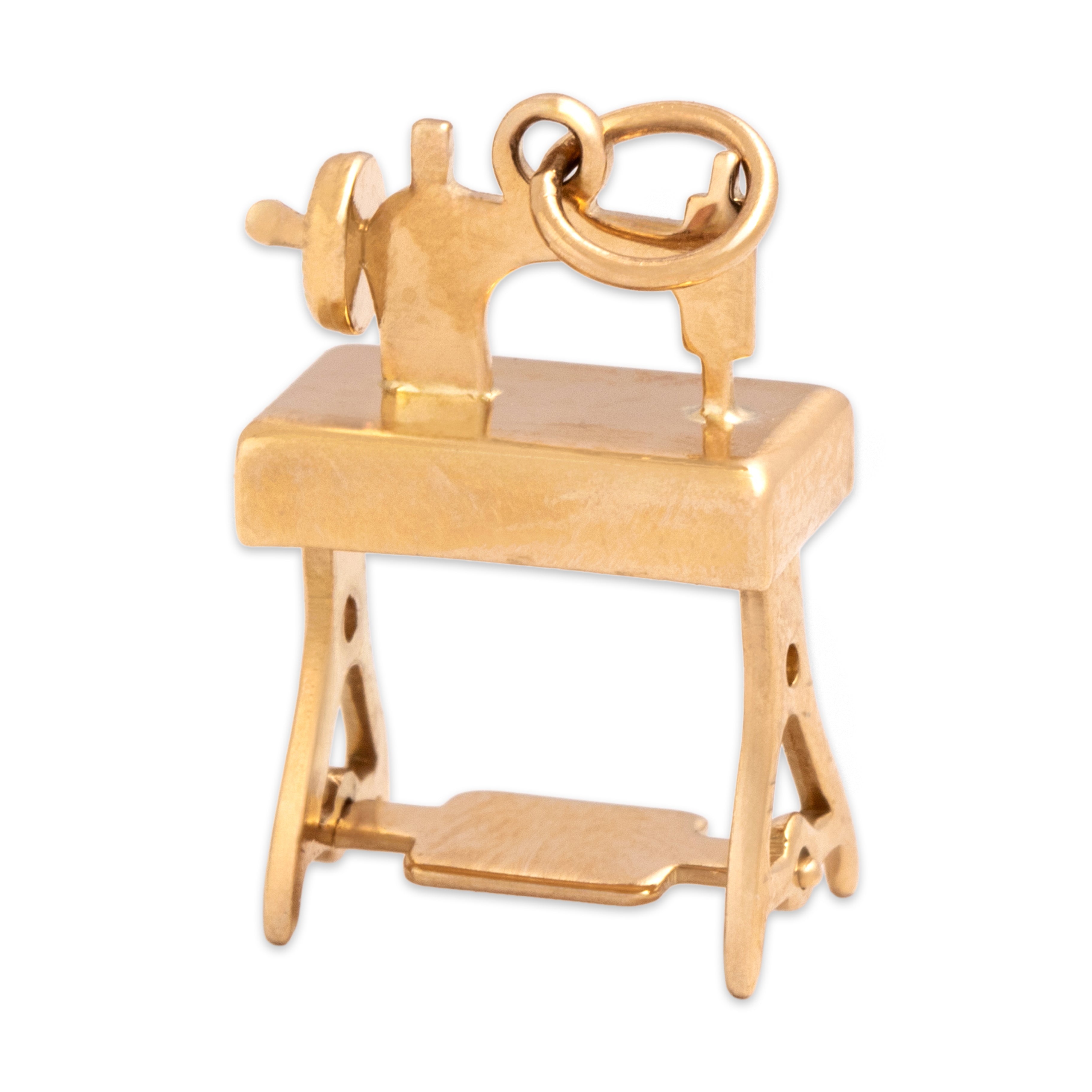 Vintage 14k Yellow Gold Dimensional Tabletop Sewing Machine Charm / Pendant - detail view #1