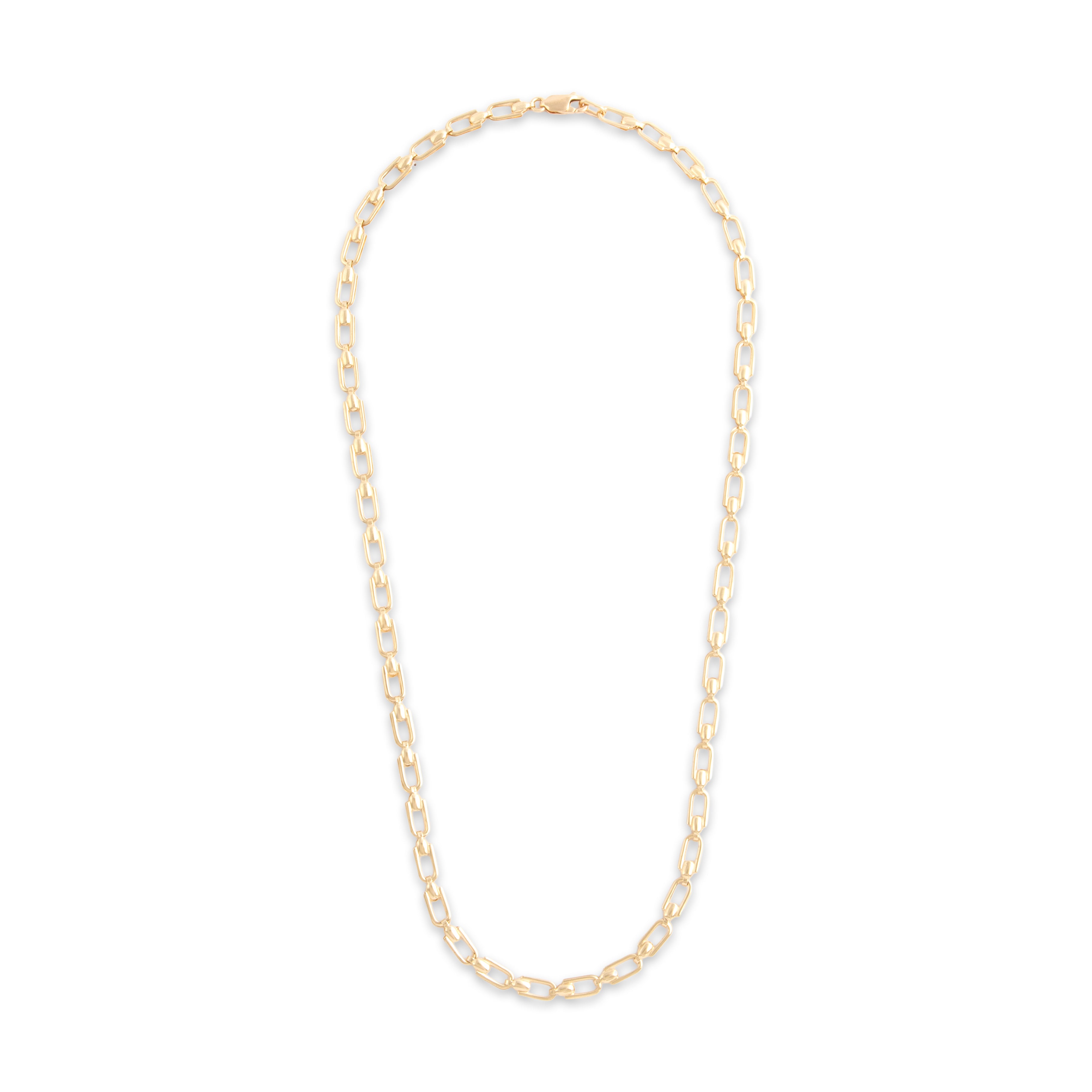 Vintage Italian 14k Yellow Gold Stylized Open Link Necklace - Overall view
