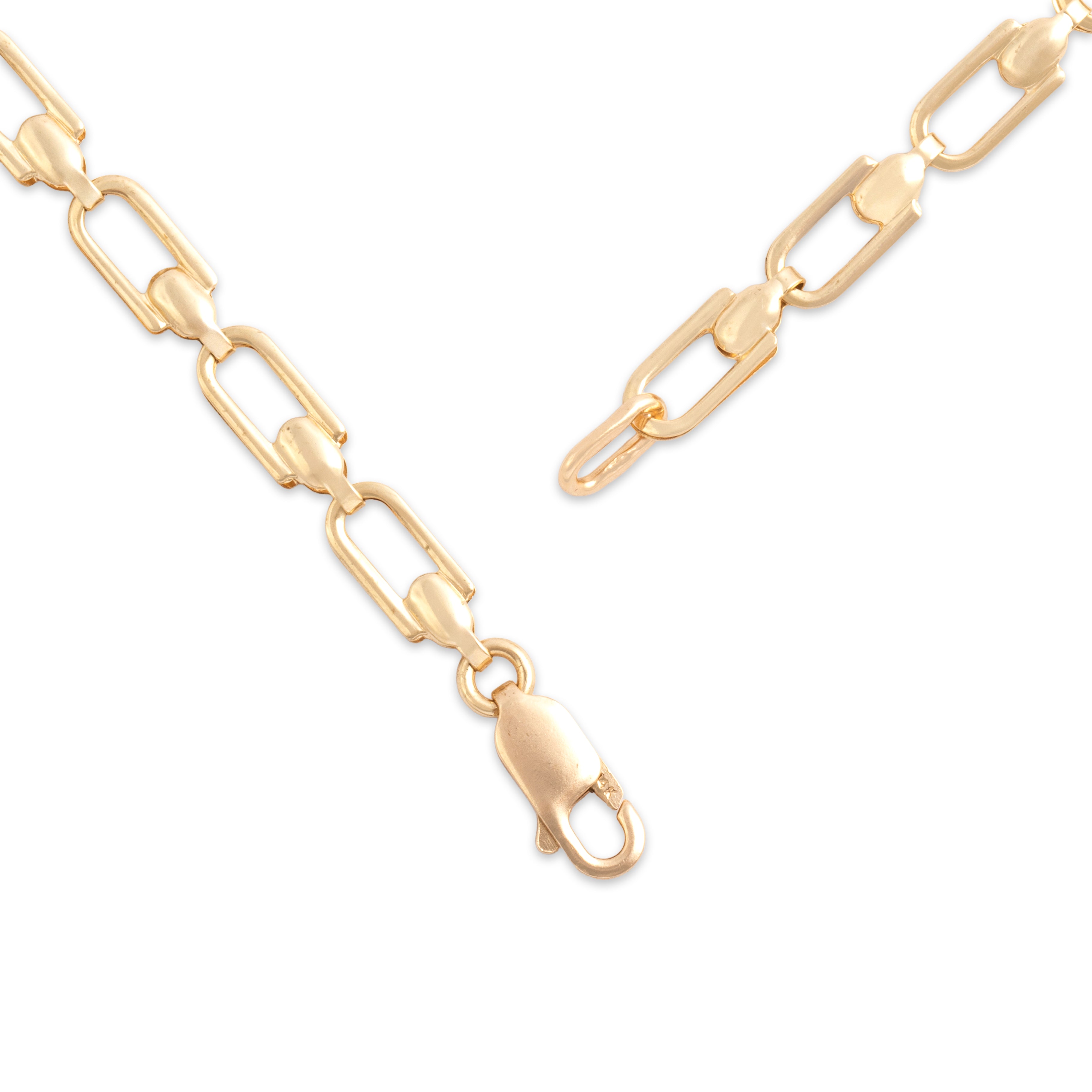 Vintage Italian 14k Yellow Gold Stylized Open Link Necklace - clasp view