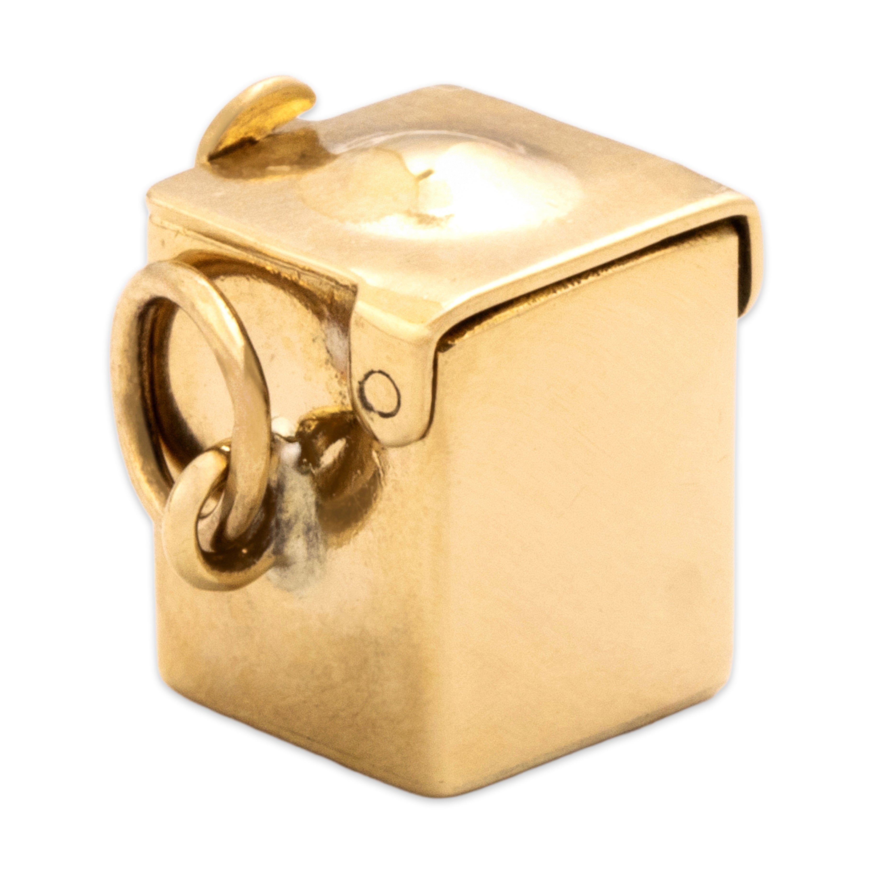 Vintage 14k Yellow Gold Black Glass Adorable Jack-In-The-Box Charm / Pendant