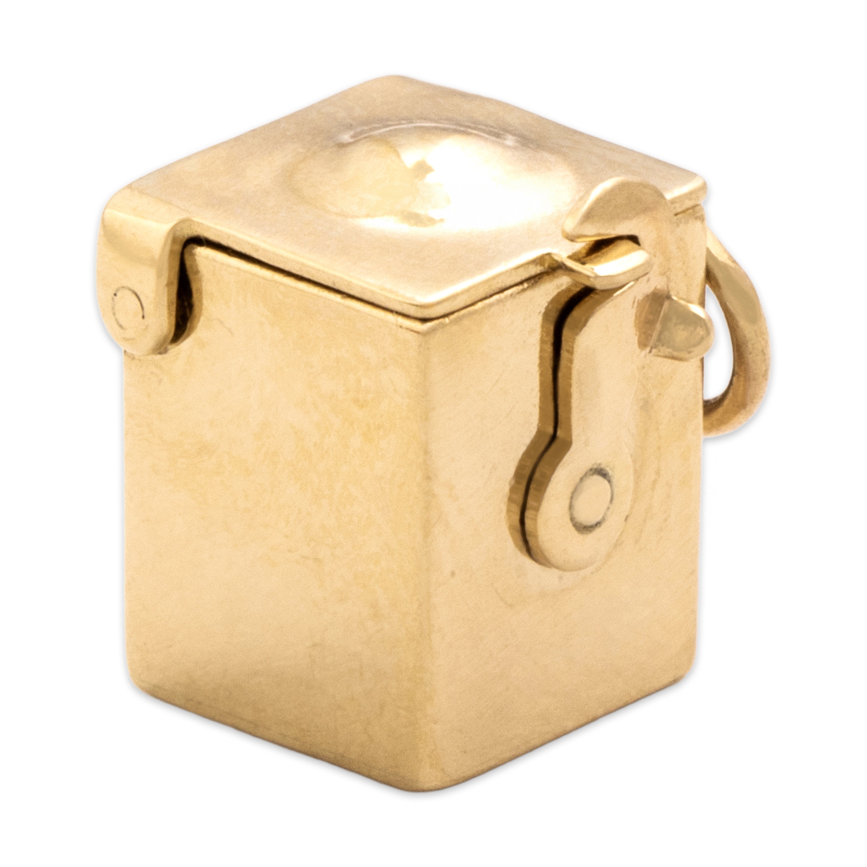 Vintage 14k Yellow Gold Black Glass Adorable Functioning Jack-In-The-Box Charm / Pendant - detail view #3