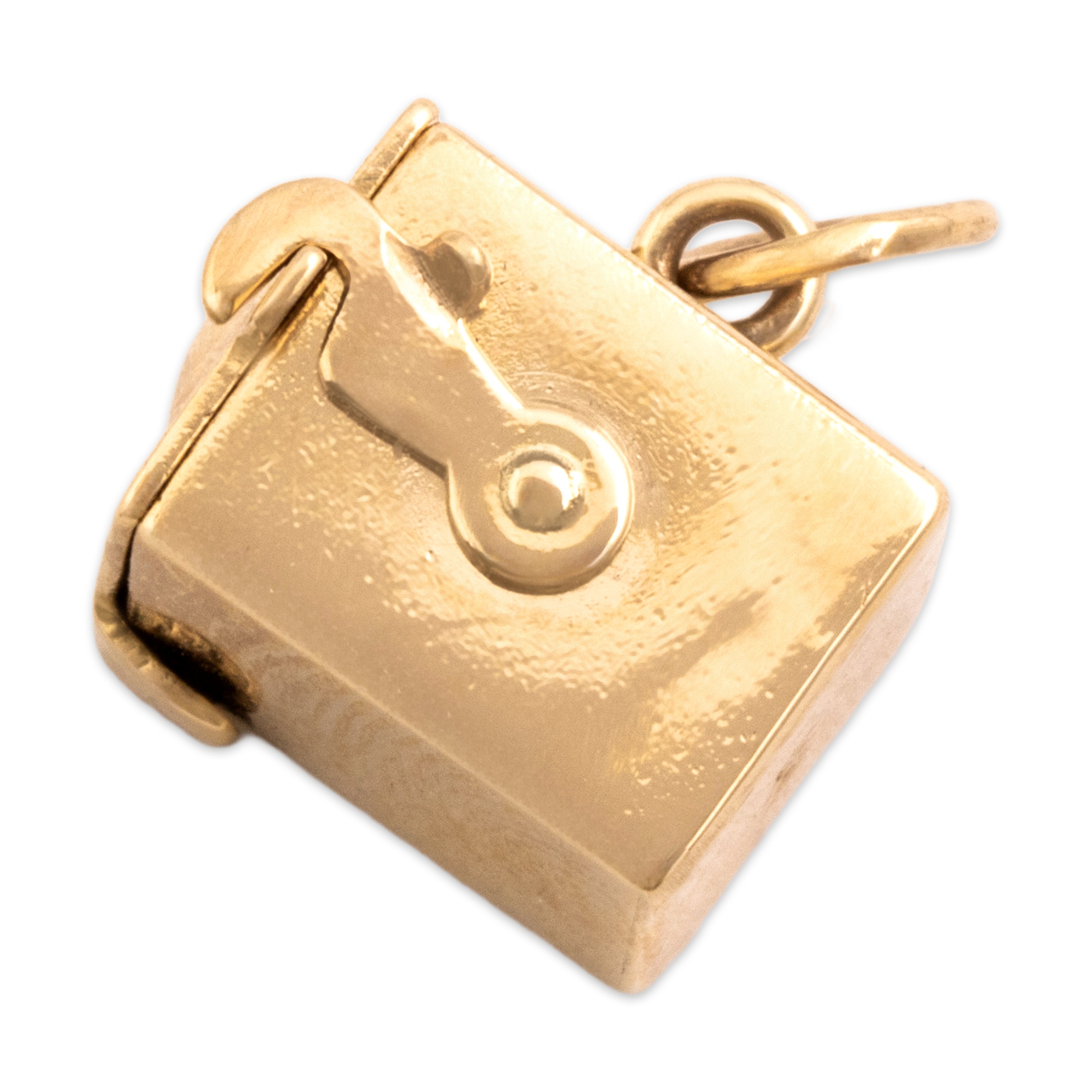 Vintage 14k Yellow Gold Black Glass Adorable Functioning Jack-In-The-Box Charm / Pendant - detail view #1