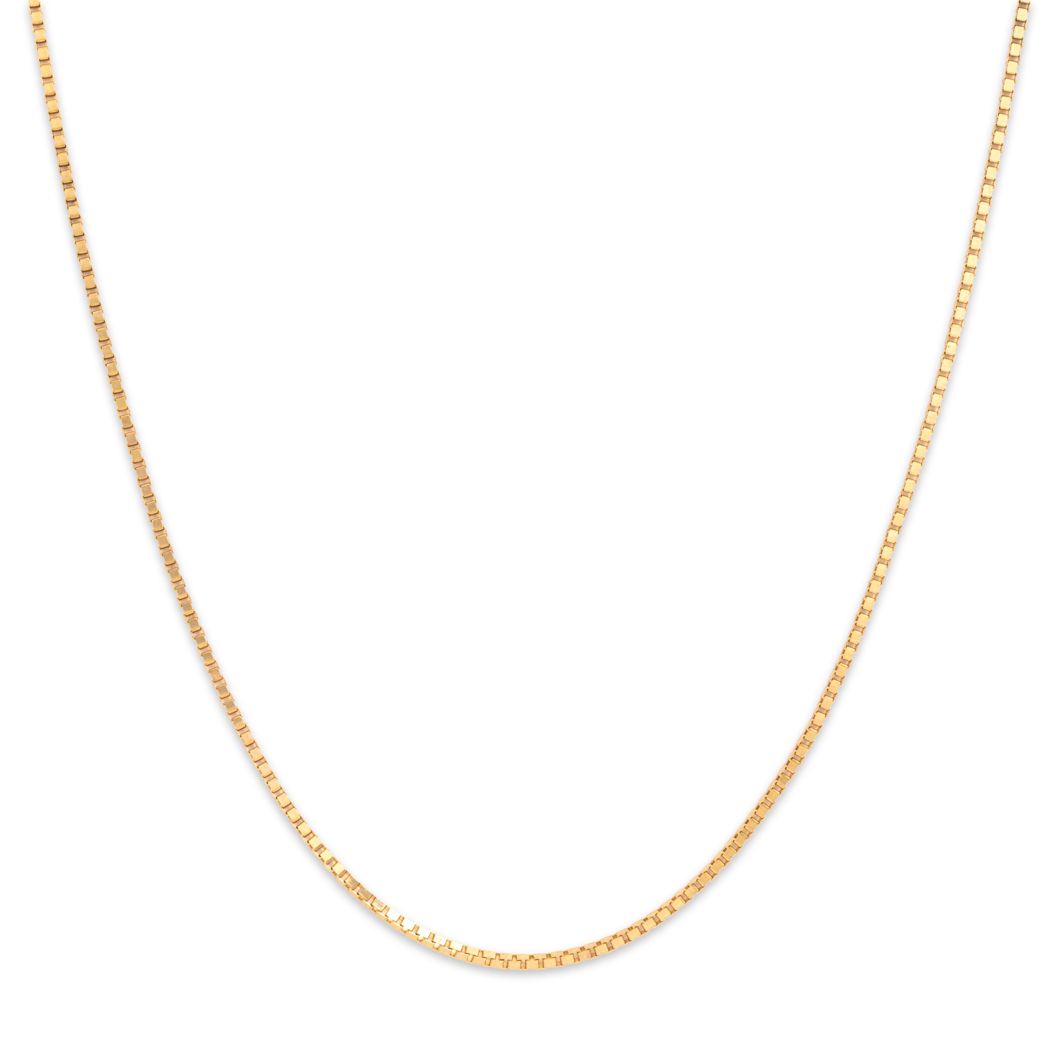 Vintage Italian 14k Yellow Gold 1.05mm Sleek Everyday Box Chain - Close-up view