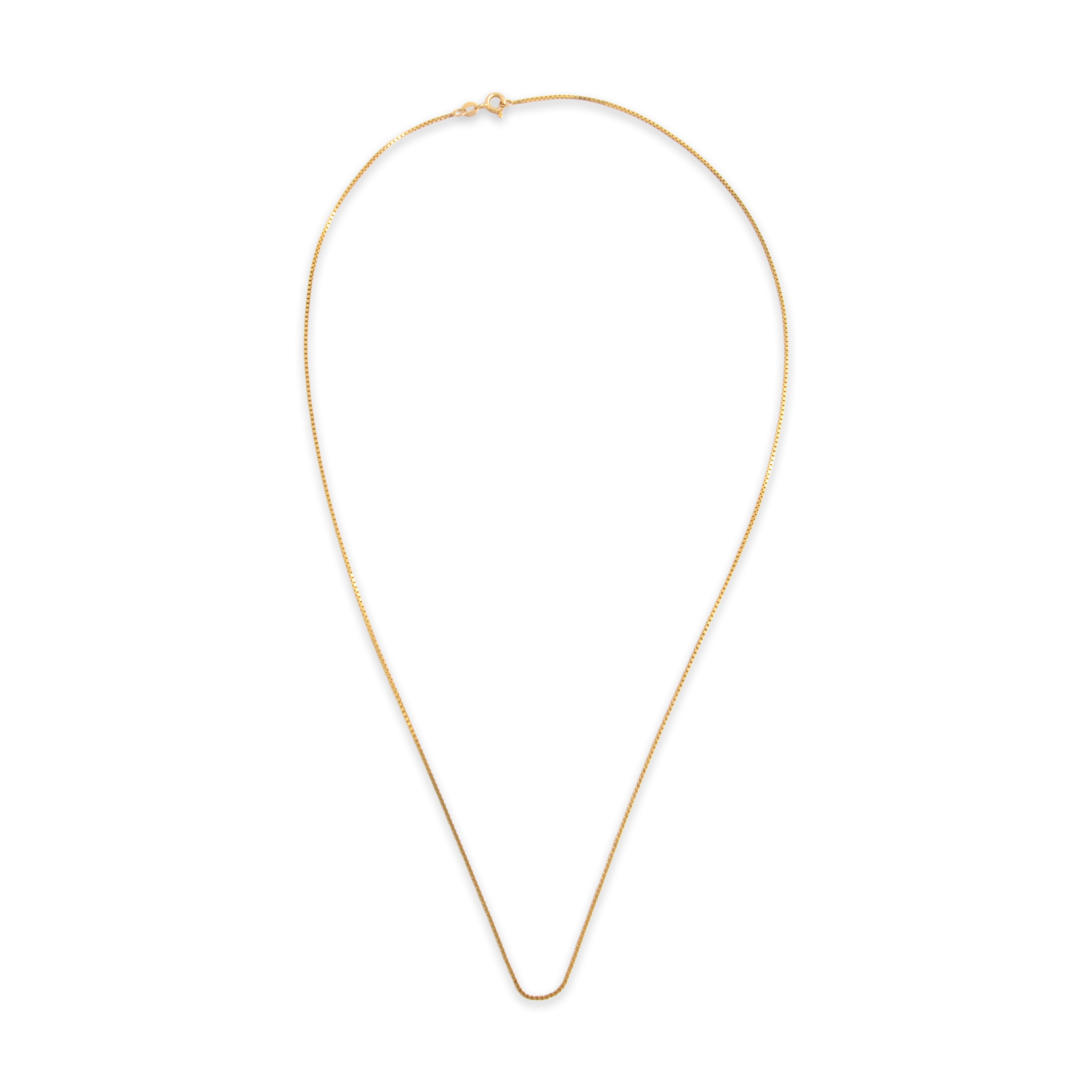 Vintage Italian 14k Yellow Gold 1.05mm Sleek Everyday Box Chain - Overall view