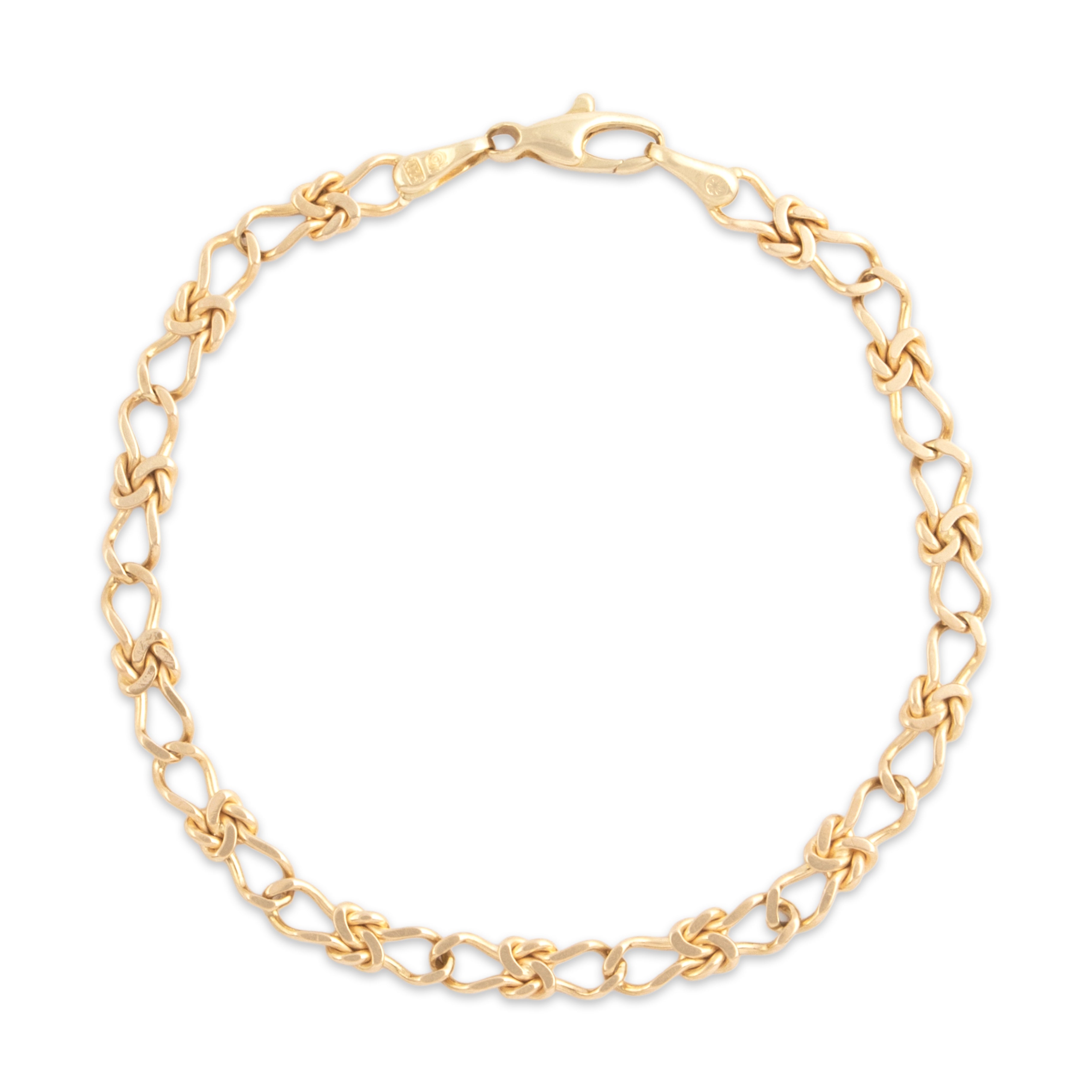 Vintage Italian 14k Yellow Gold Fantastic Knot Link Bracelet 7