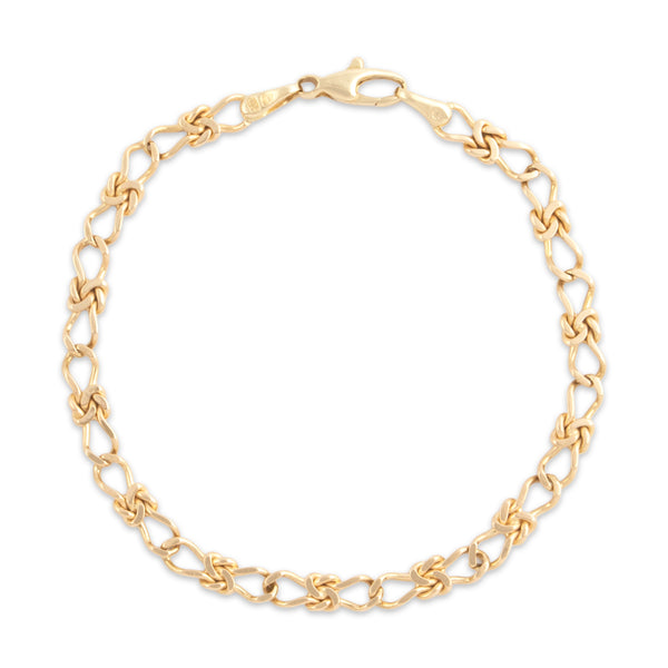 Vintage Italian 14k Yellow Gold Fantastic Knot Link Bracelet 7