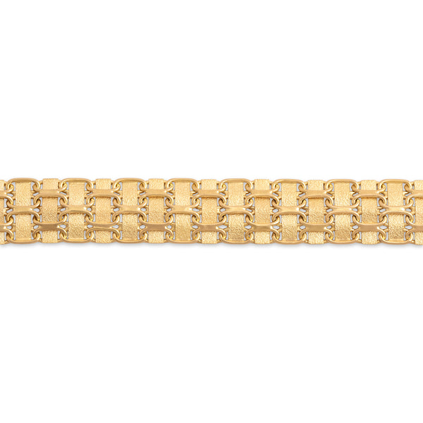 Vintage Italian 14k Yellow Gold Impressive Woven Multi-Texture Bracelet 7