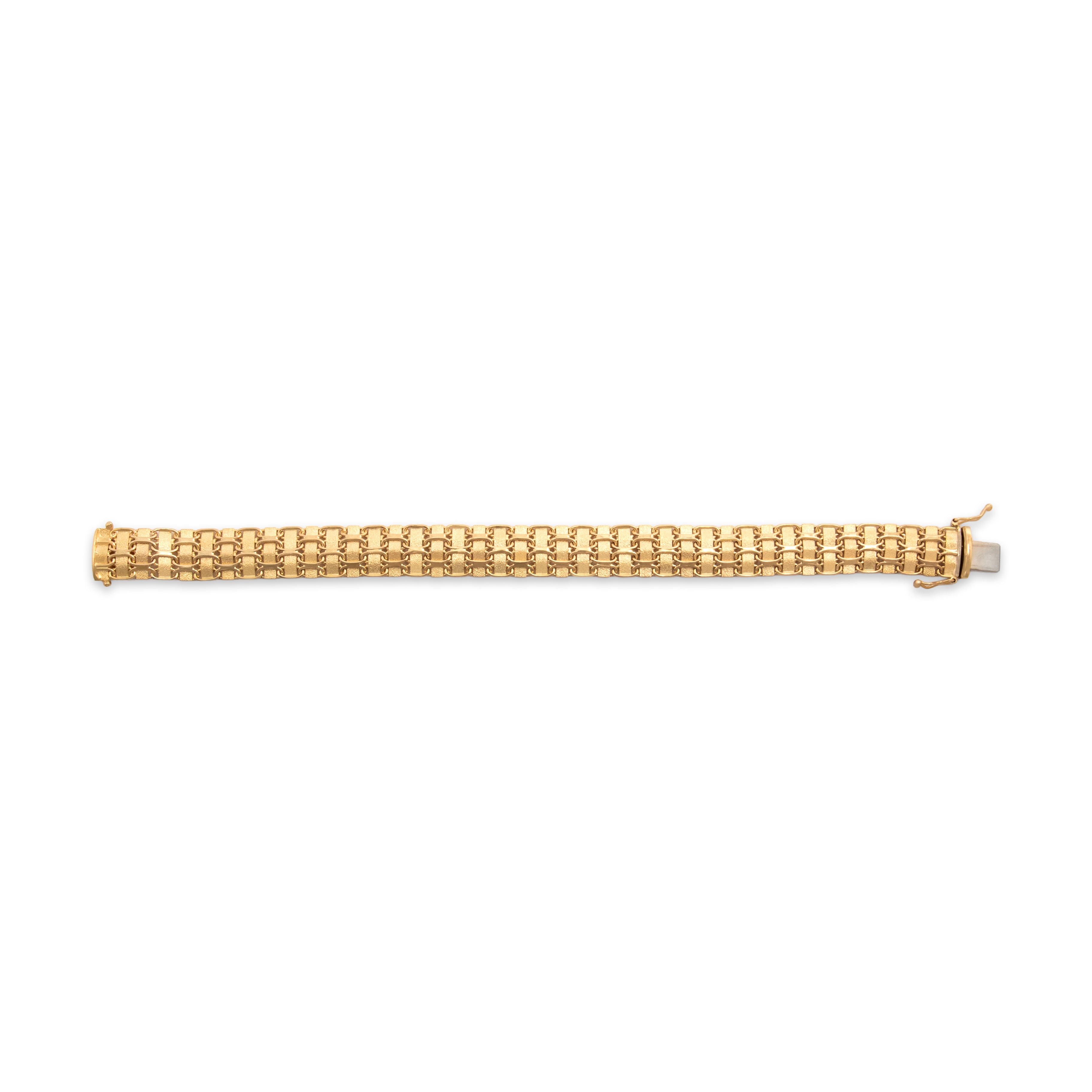 Vintage Italian 14k Yellow Gold Impressive Woven Multi-Texture Bracelet - Overall view