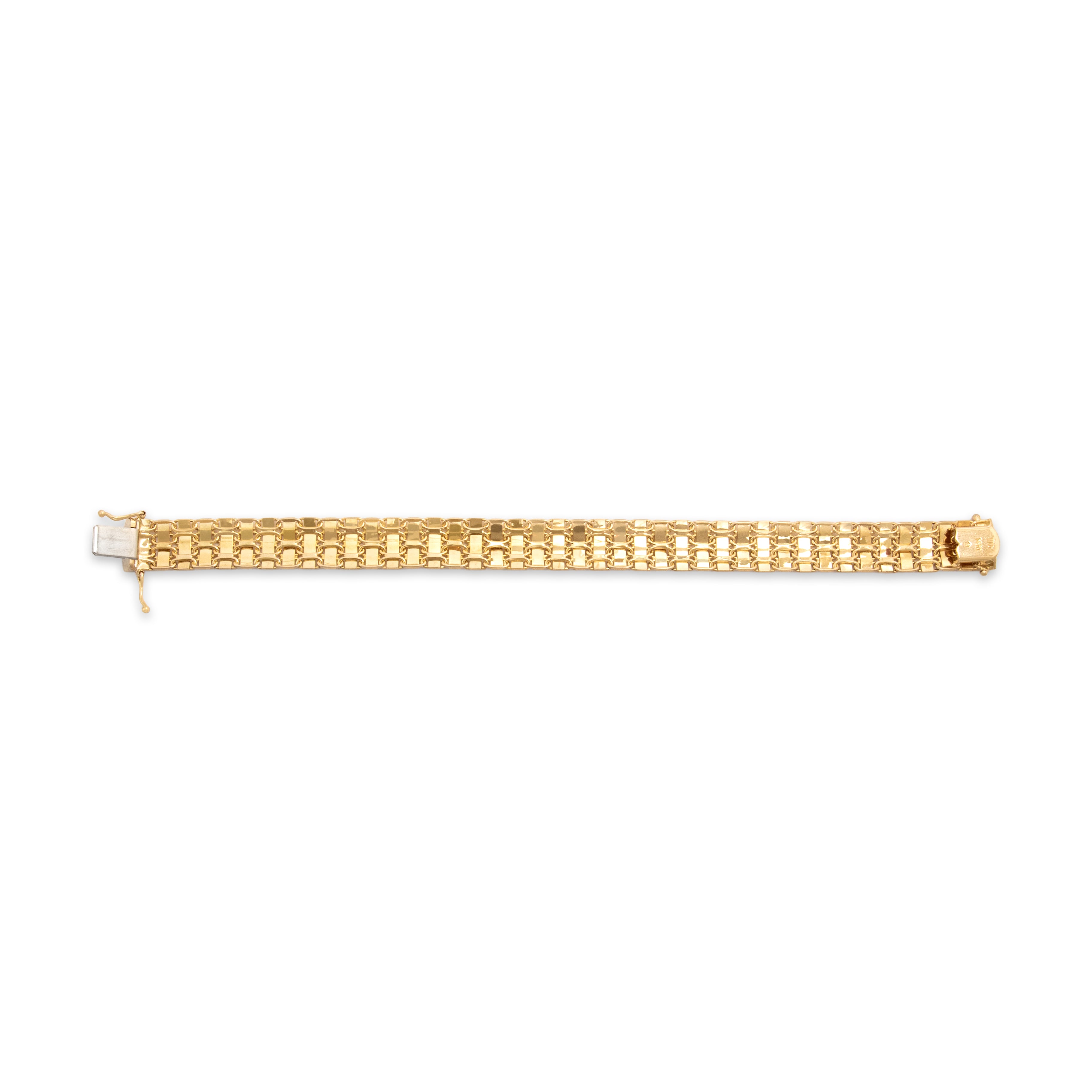 Vintage Italian 14k Yellow Gold Impressive Woven Multi-Texture Bracelet - Back view