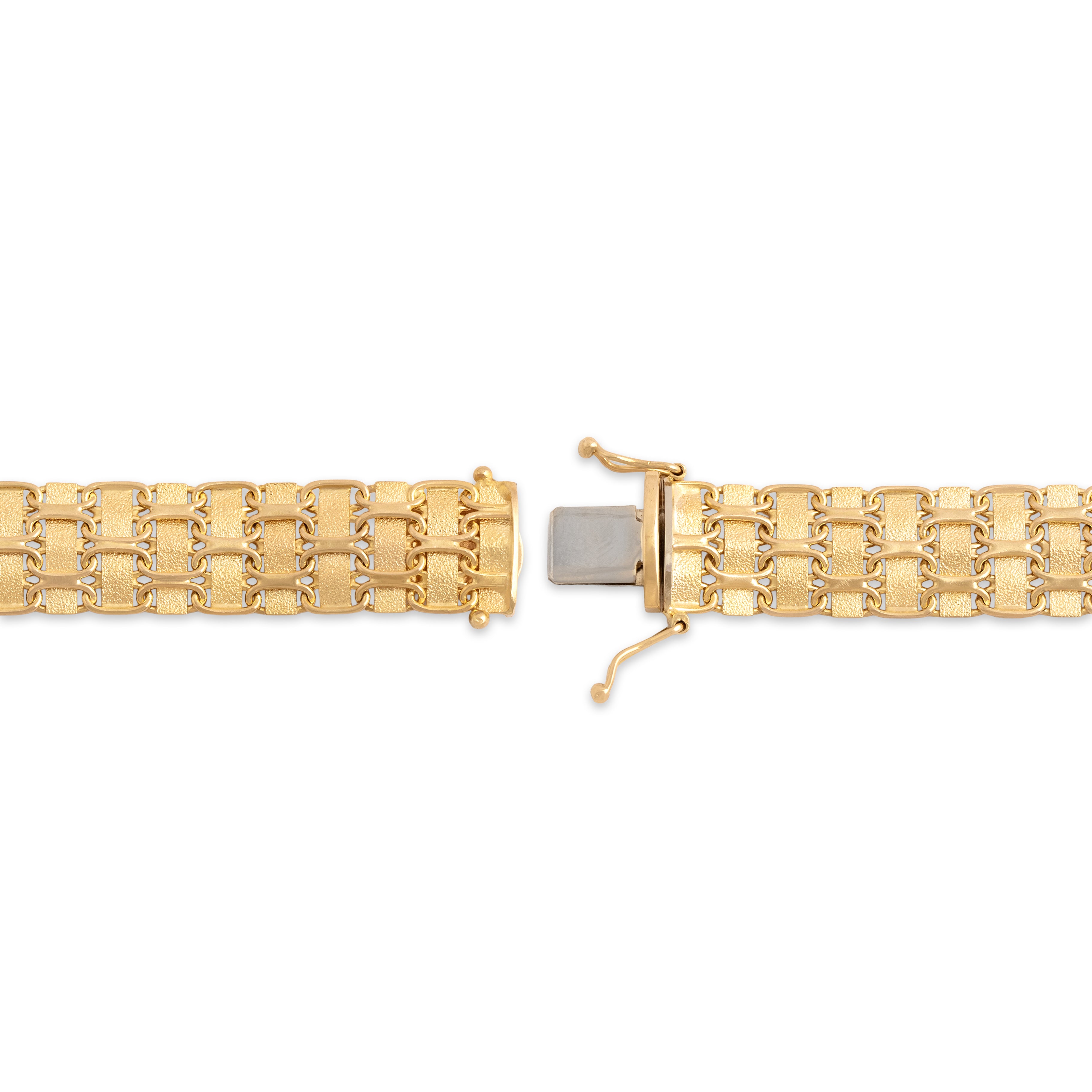 Vintage Italian 14k Yellow Gold Impressive Woven Multi-Texture Bracelet - clasp view