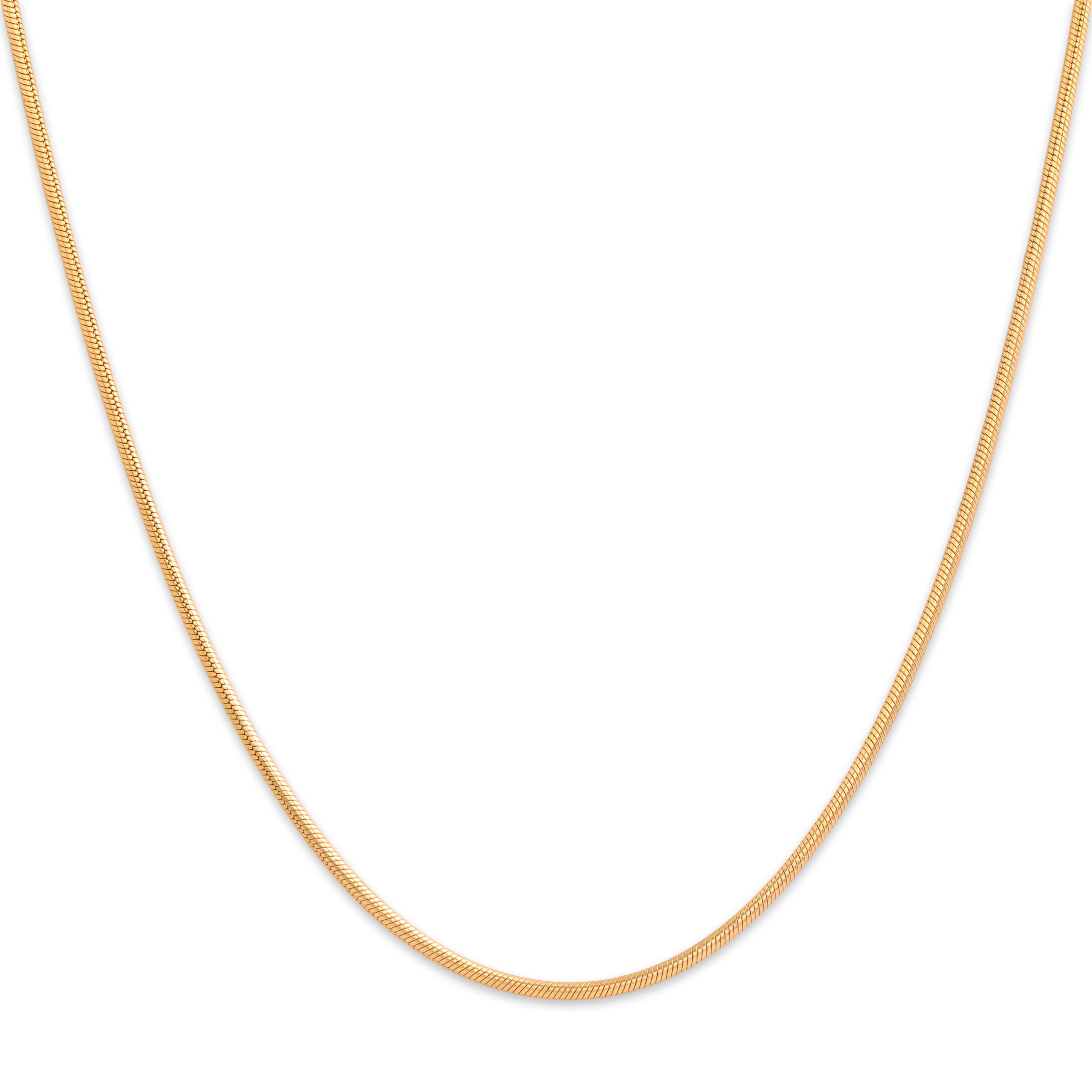 Vintage Italian 14k Yellow Gold 1.4mm Sleek Snake Chain - Close-up view