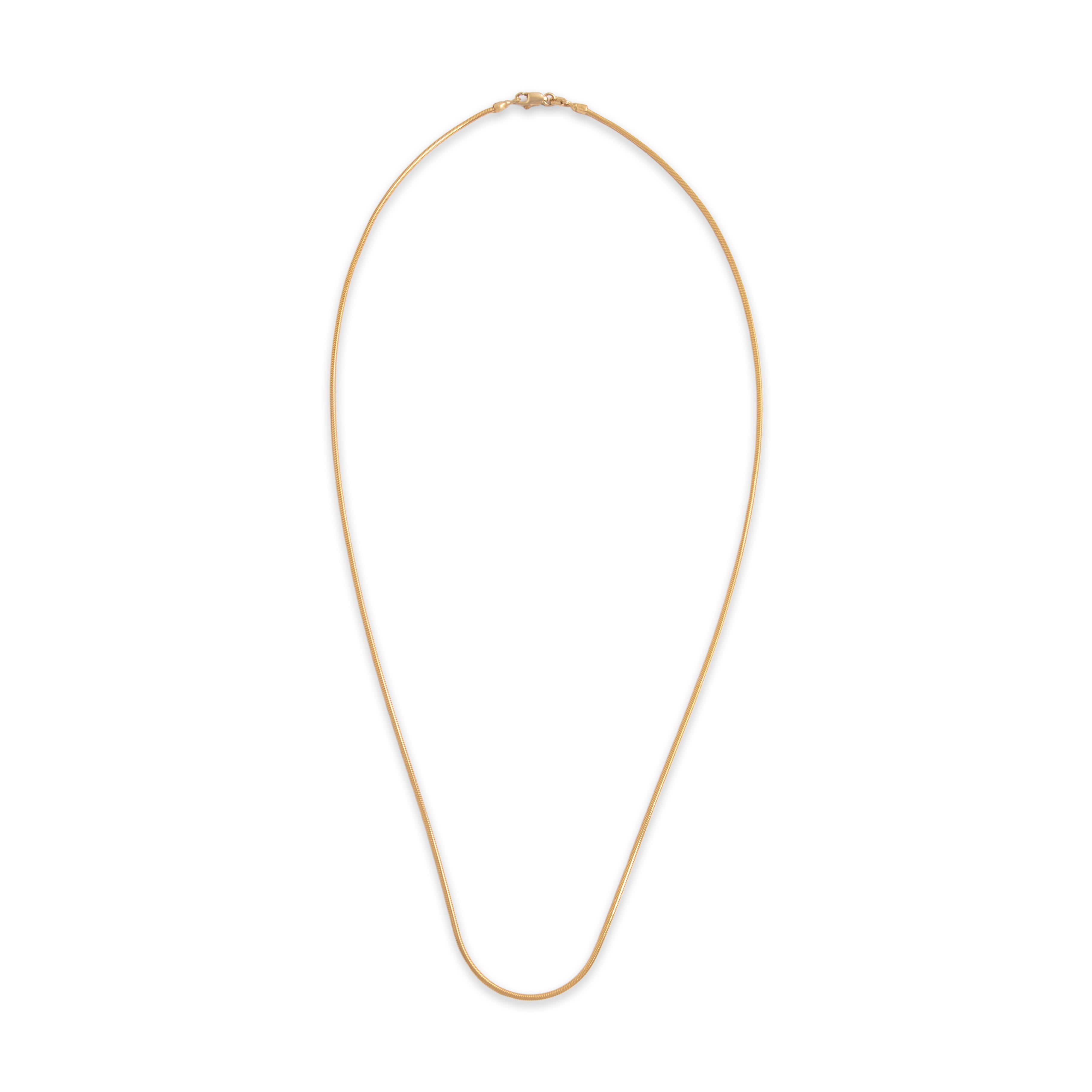 Vintage Italian 14k Yellow Gold 1.4mm Sleek Snake Chain - Overall view