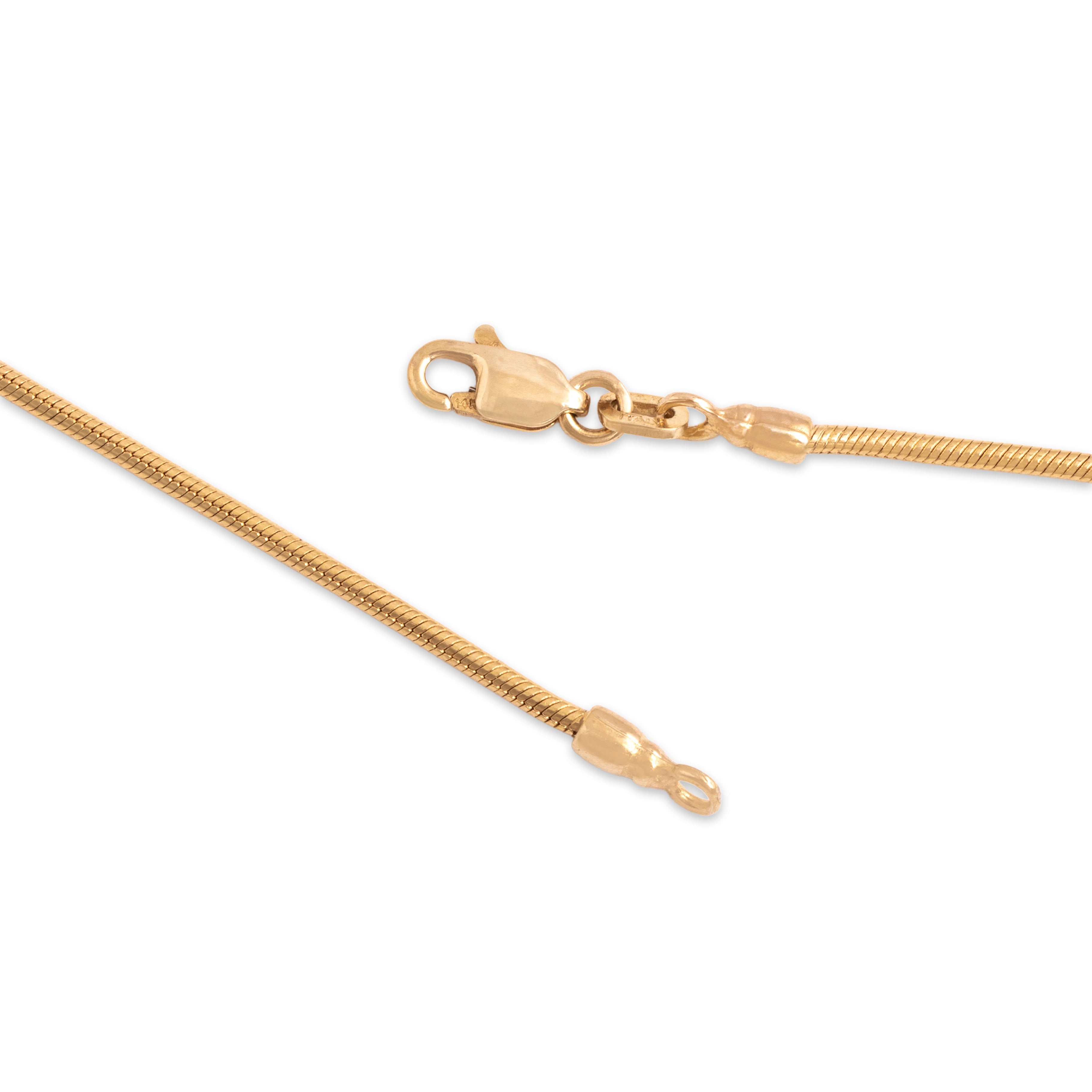 Vintage Italian 14k Yellow Gold 1.4mm Sleek Snake Chain - clasp view