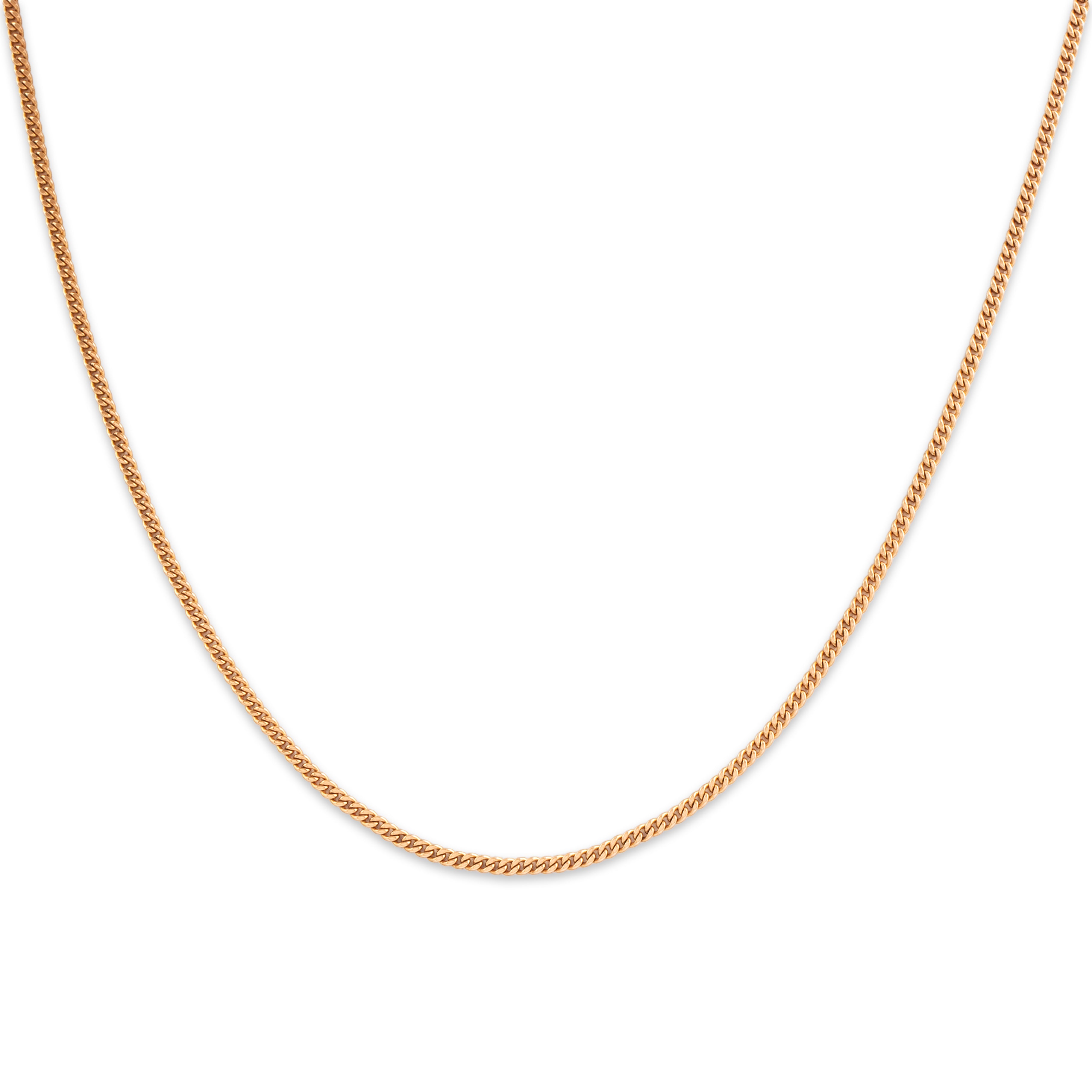 Vintage Portuguese Substantial 19k Rosy Yellow Gold 2.5mm Sleek Curb Chain - Close-up view
