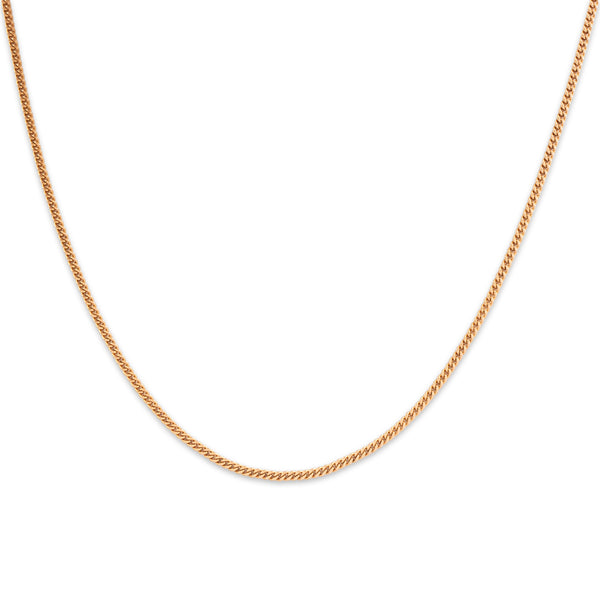 Vintage Portuguese Substantial 19k Rosy Yellow Gold 2.5mm Sleek Curb Chain 19.25