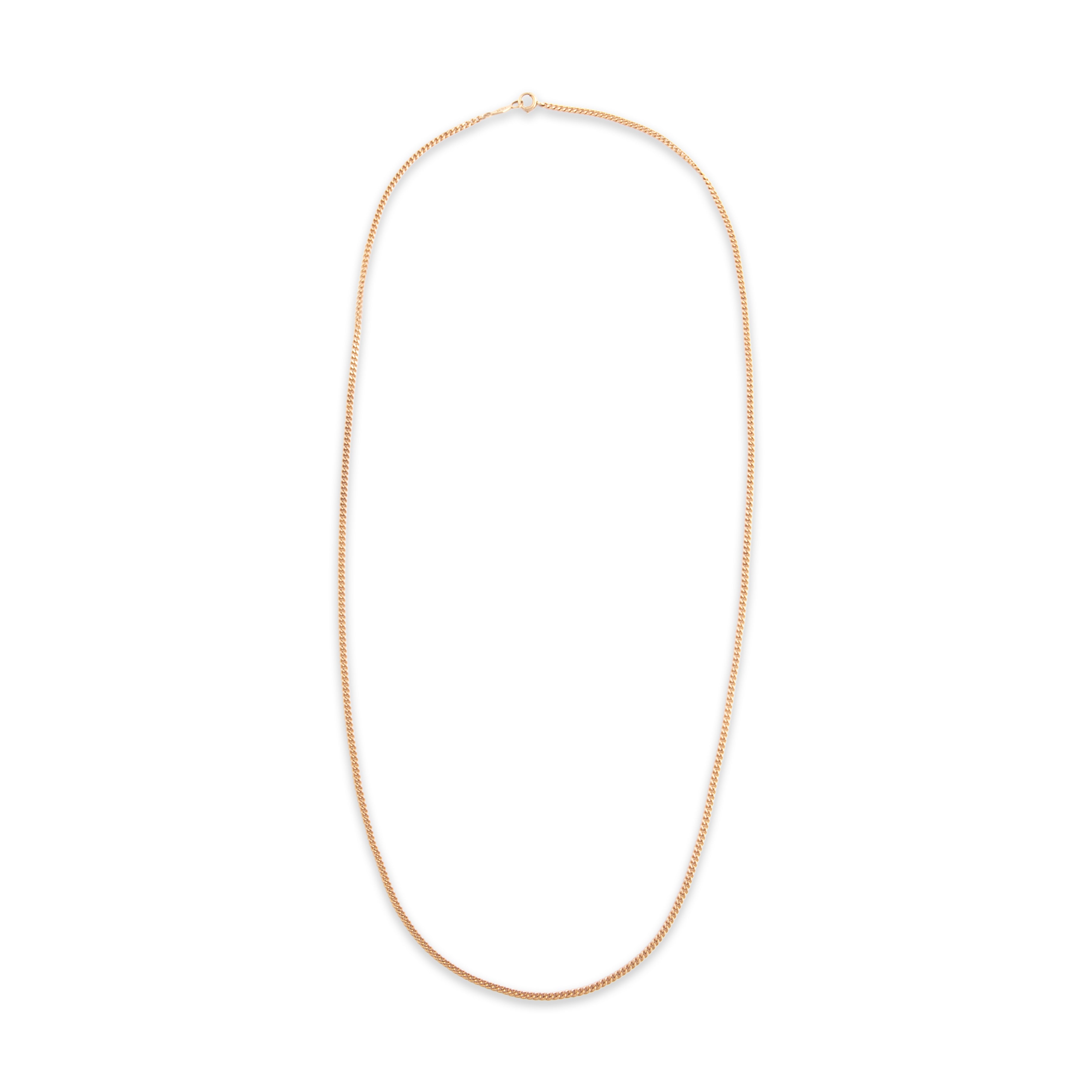 Vintage Portuguese Substantial 19k Rosy Yellow Gold 2.5mm Sleek Curb Chain - Overall view