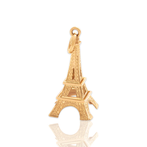 Vintage 18k Yellow Gold Detailed Eiffel Tower Charm / Pendant