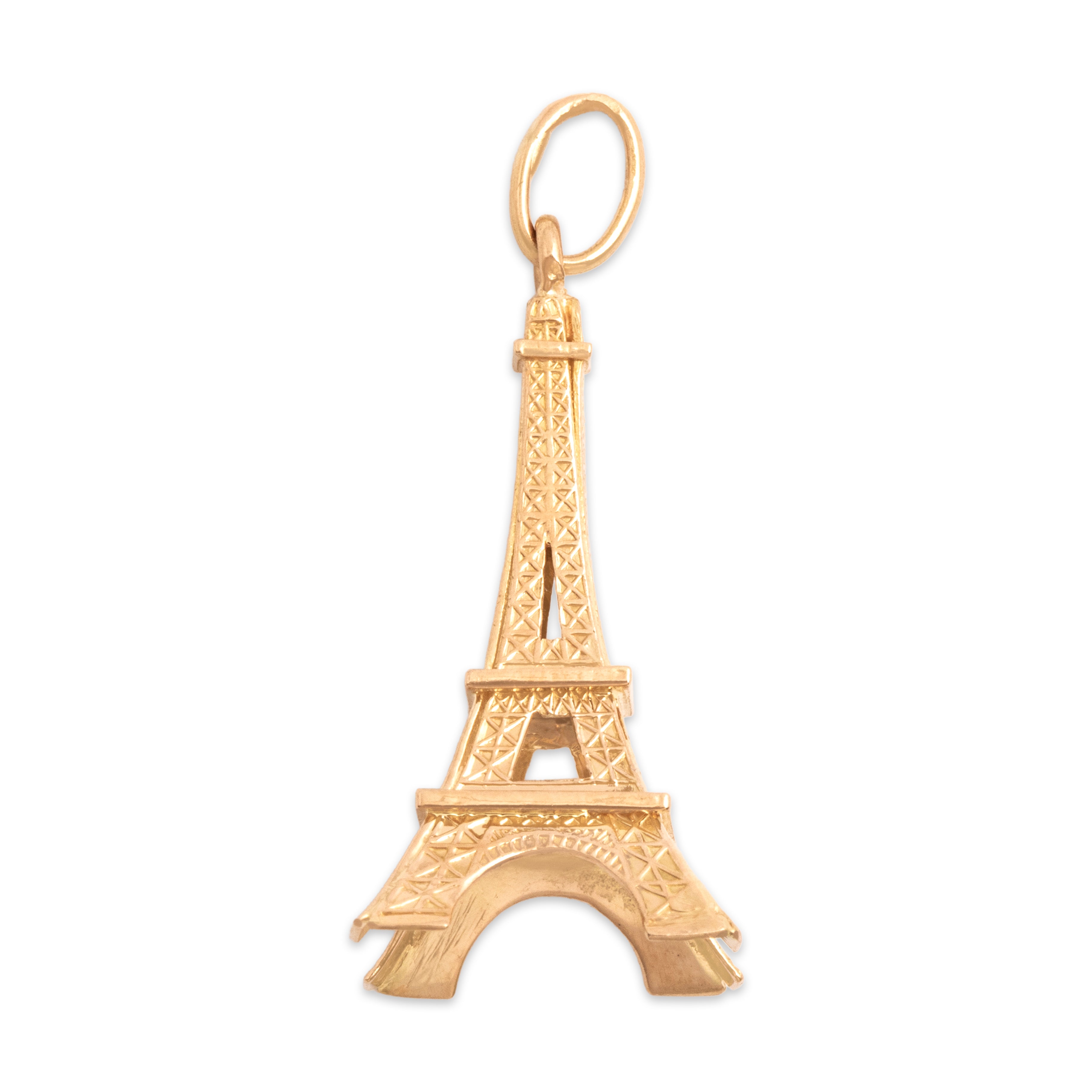 Vintage 18k Yellow Gold Detailed Eiffel Tower Charm / Pendant - Overall view