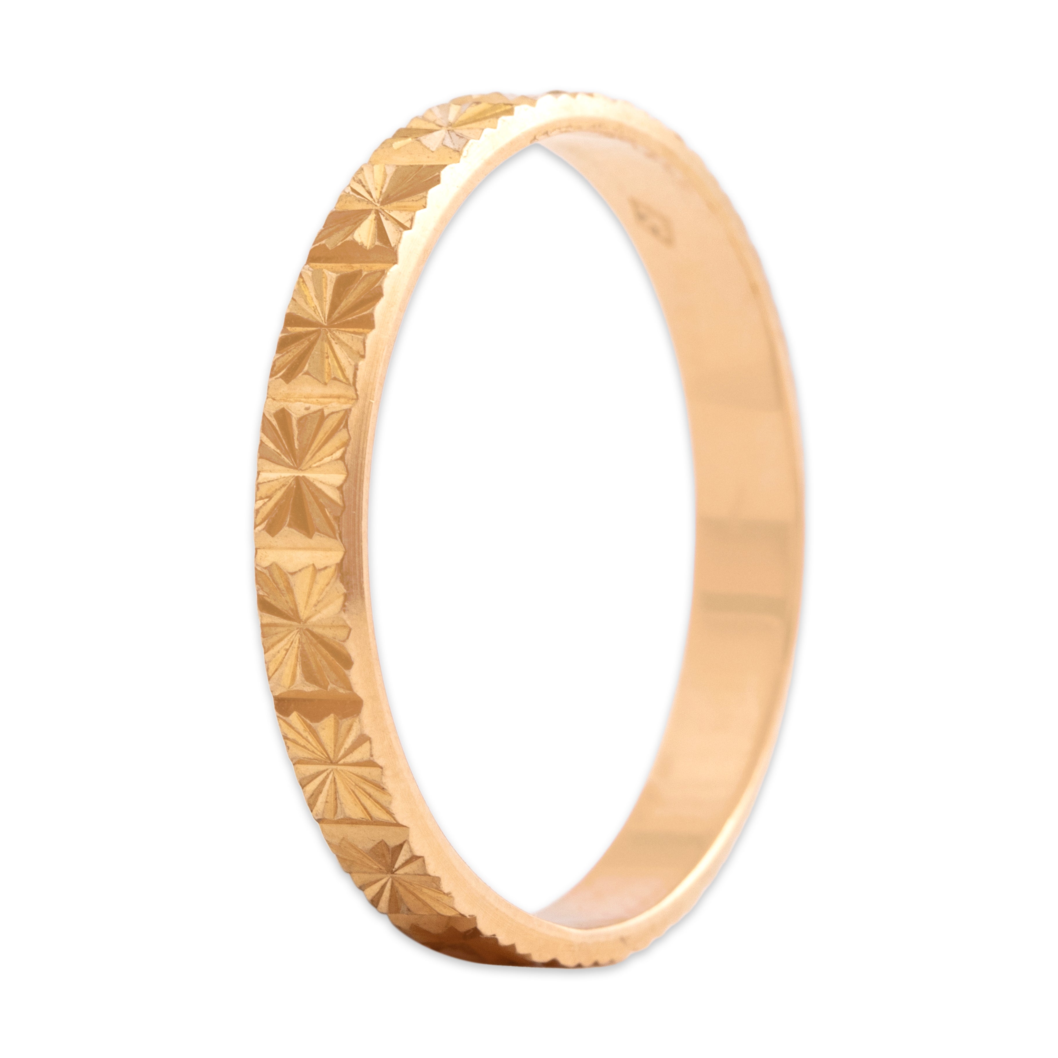 Vintage French 18k Yellow Gold Starburst-Etched Eternity Band Ring - Overall view