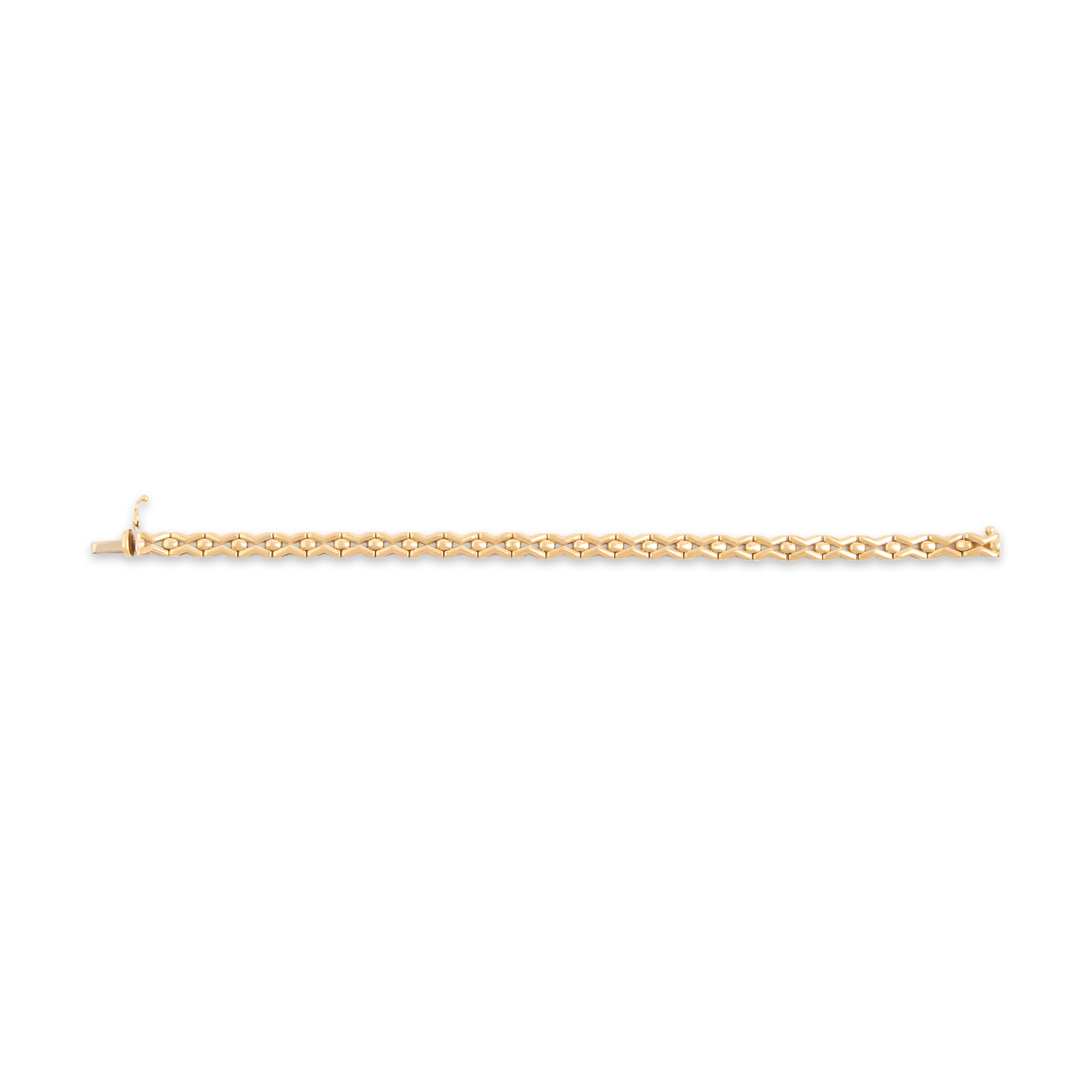 Vintage 18k Yellow Gold Playful X Link Bracelet - Overall view