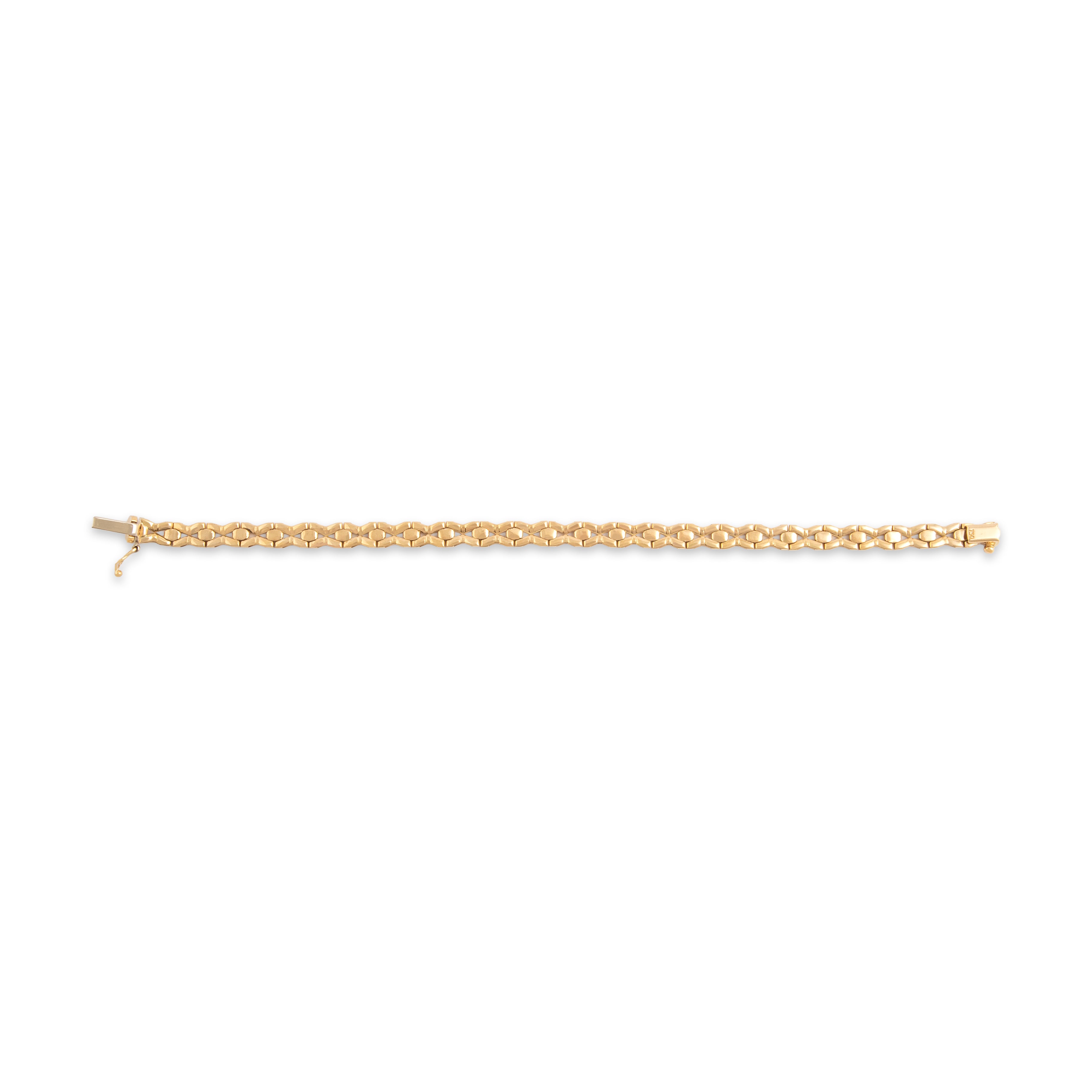 Vintage 18k Yellow Gold Playful X Link Bracelet - Back view